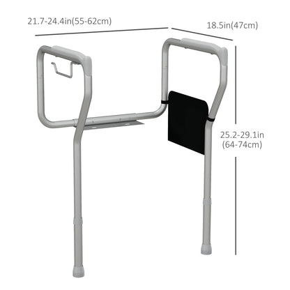 Adjustable Toilet Safety Rail for Elderly, 300lbs, Padded Arms, Easy Install, Silver Knee Walker & Wheelchair Ramps   at Gallery Canada