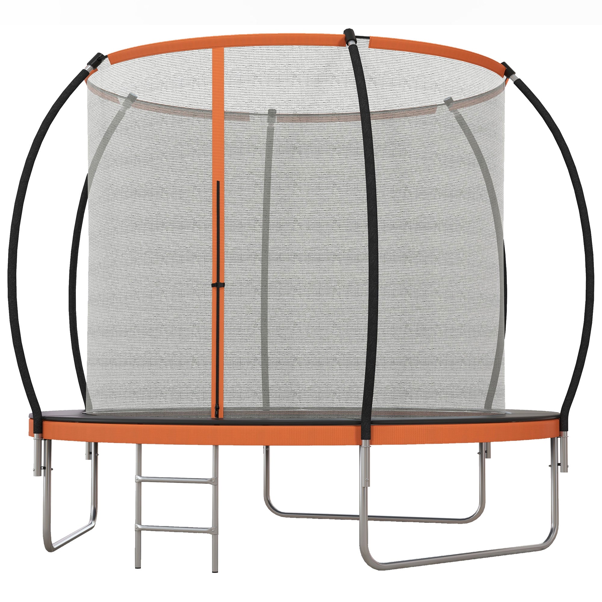 8ft Outdoor Trampoline with Enclosure Net and Ladder, Backyard Fitness Trampoline for Teens and Adults Trampolines Black and Orange at Gallery Canada