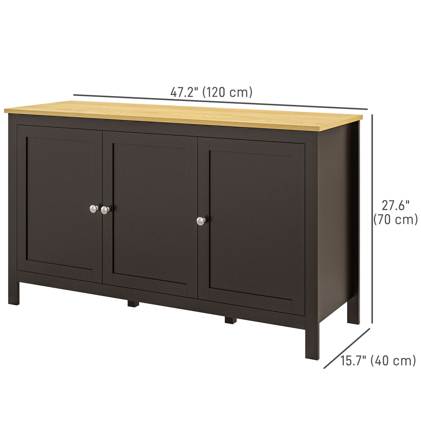 Sideboard, Buffet Cabinet with Doors and Adjustable Shelves for Living Room, Entryway, Black and Natural Kitchen Pantry Cabinets   at Gallery Canada