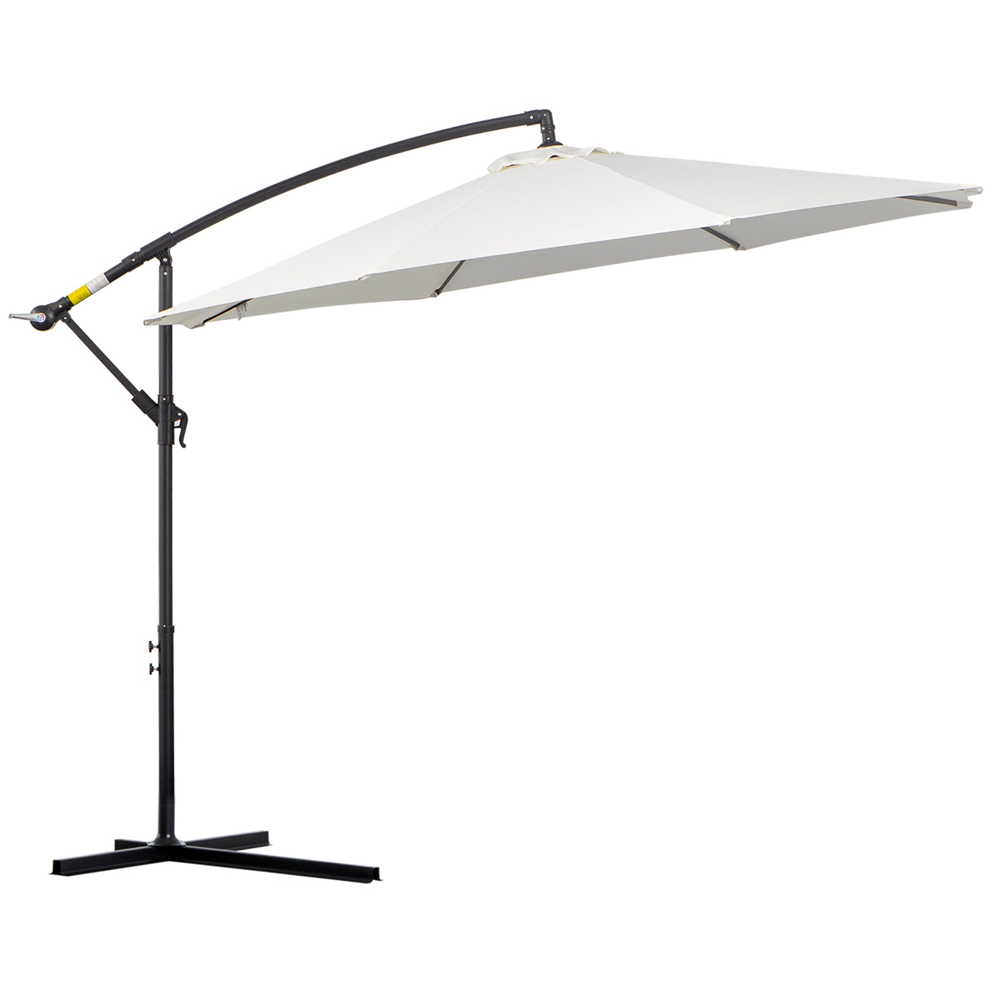 9.7ft Offset Patio UmbrellaCantilever Parasol with Crank Handle, 8 Ribs and Cross Base for Outdoor, Sun Shade, Cream Cantilever Umbrellas Cream  at Gallery Canada