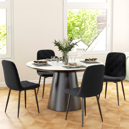 Dining Chairs Set of 4, Upholstered Dining Room Chairs with Steel Legs, Modern Kitchen Chair for Dining Room, Black Dining Chairs   at Gallery Canada