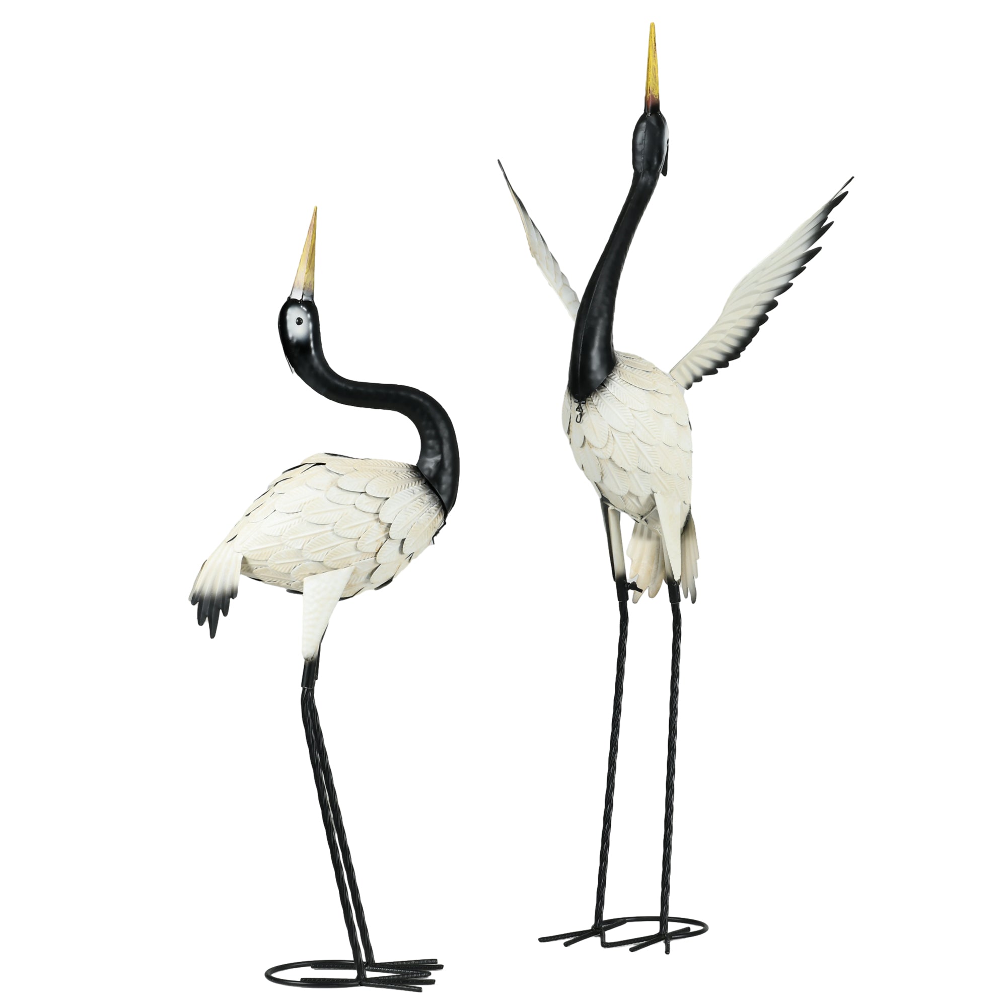 Set of 2 Garden Sculptures Heron Statues Lawn Patio Backyard Ornaments, 35.4