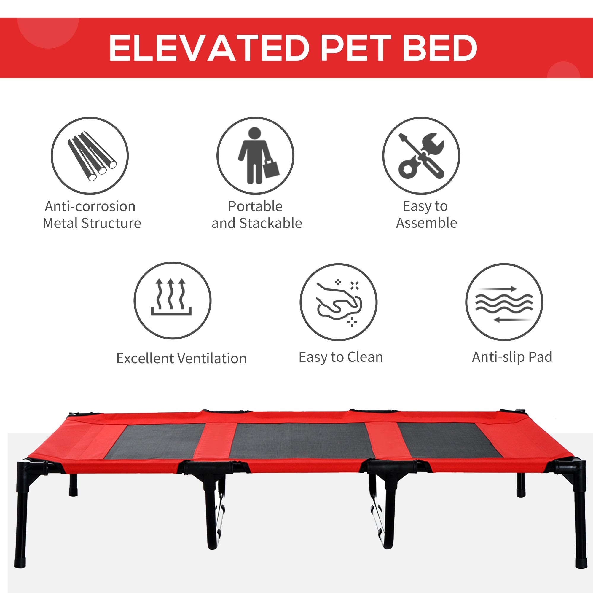 Elevated Dog Bed, Foldable Raised Dog Cot for XL Sized Dogs, Indoor &; Outdoor, 48