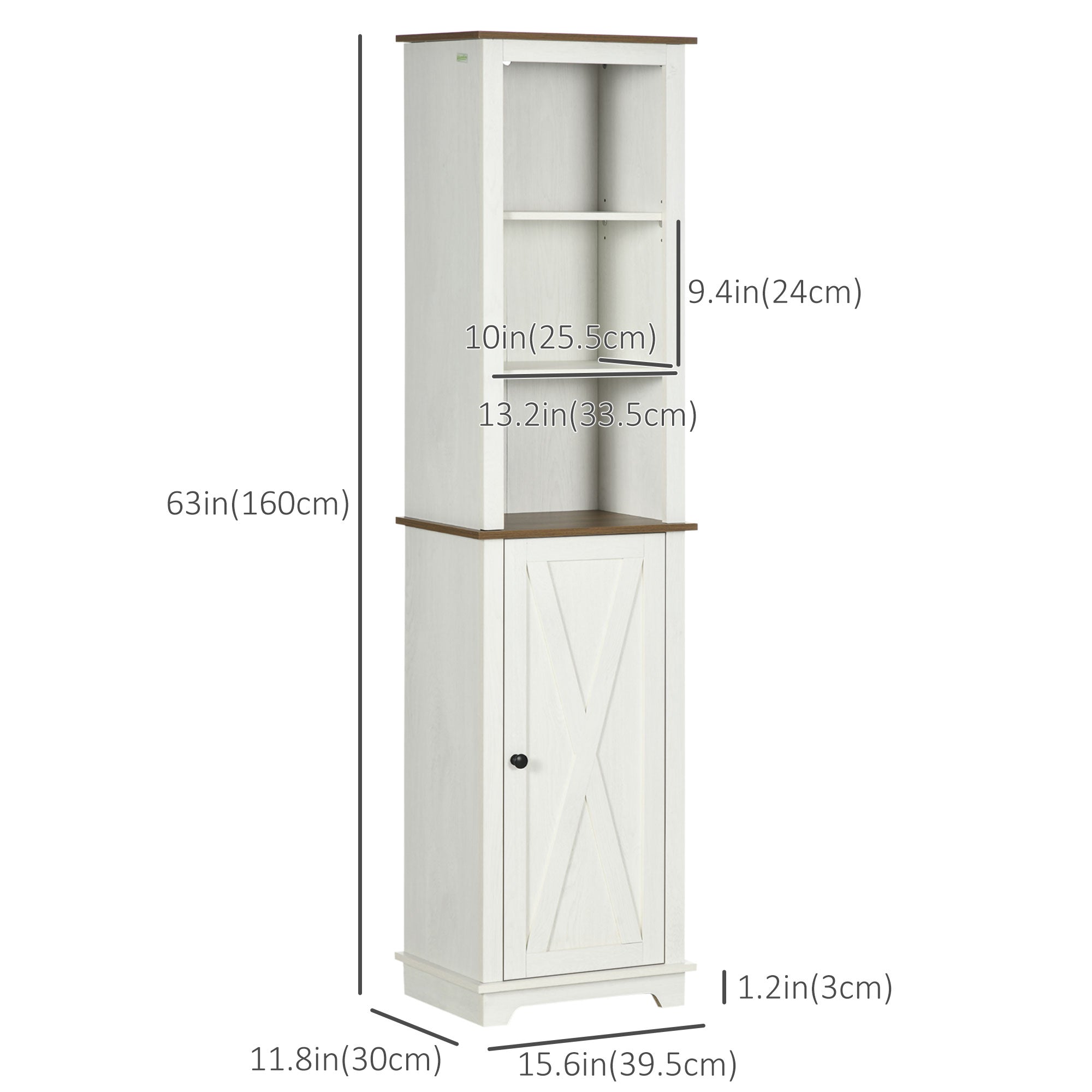 Bathroom Cabinet, Tall Storage Cabinet with Door and Adjustable Shelves, 15.6