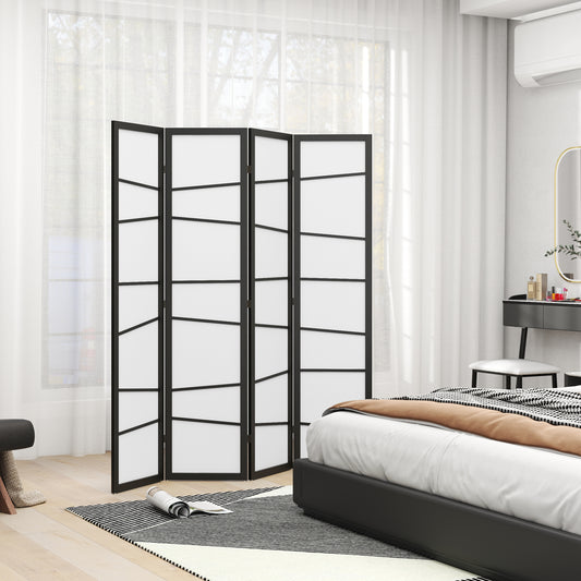 5.6ft Folding Room Divider, 4 Panel Wall Partition with Wood Frame for Bedroom, Home Office, White Room Dividers at Gallery Canada