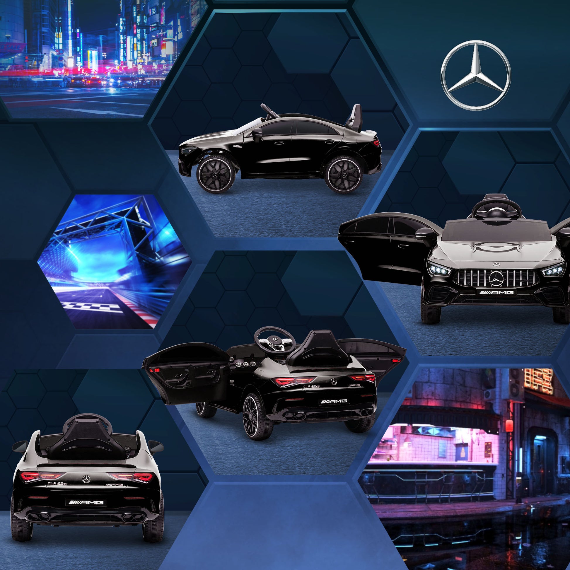 Mercedes-AMG Licensed 12V Ride on Car, Kids Electric Car with Remote Control, Spring Suspension, LED Lights, Black Electric Toy Cars   at Gallery Canada