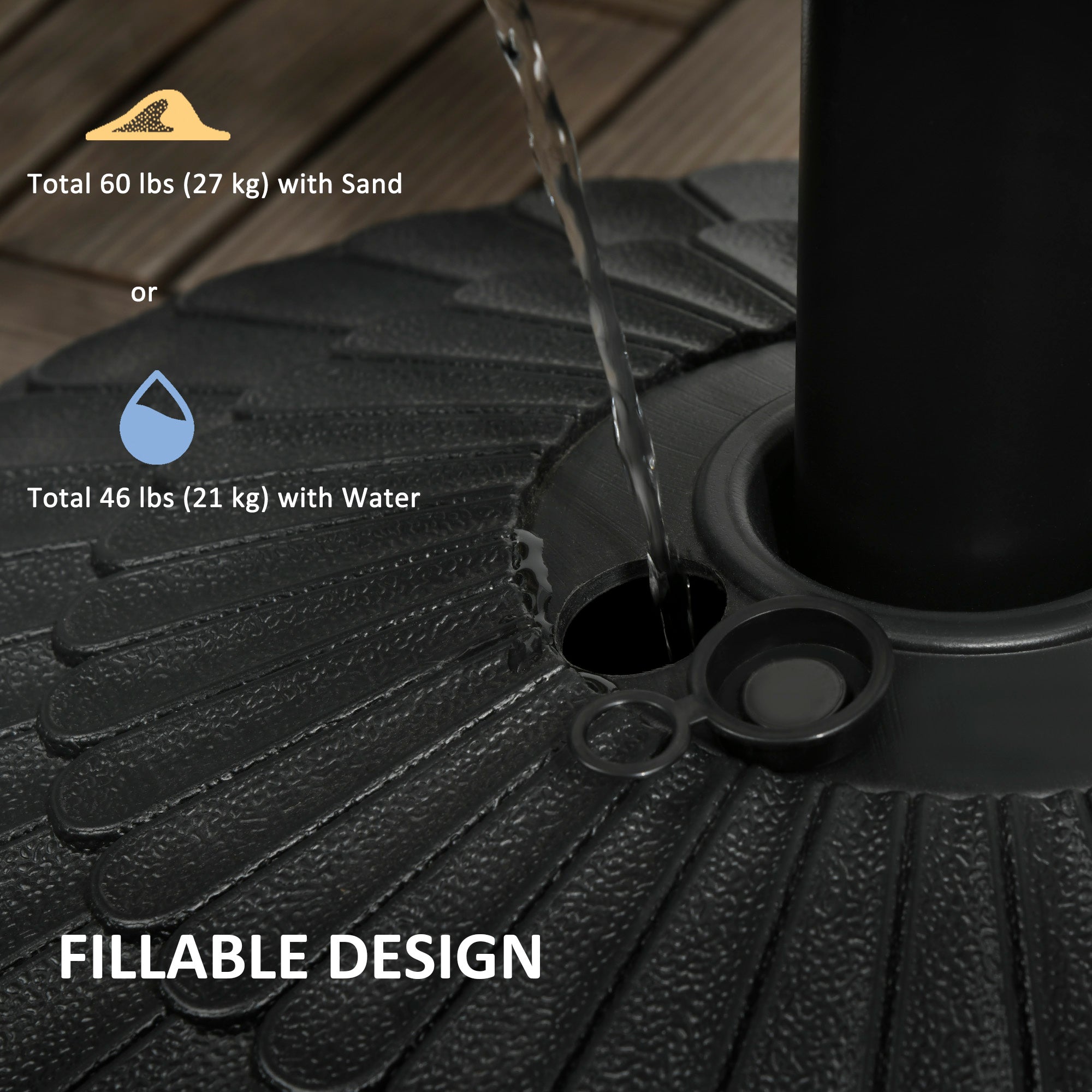 Patio Umbrella Base with Handle, Heavy Duty Round Umbrella Stand, Garden Umbrella Holder for 1.5