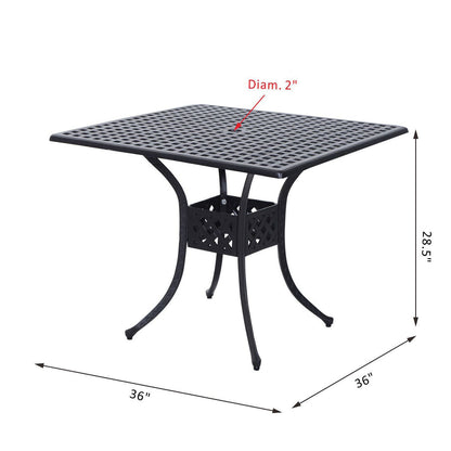 36" x 36" Square Metal Outdoor Patio Bistro Table with Umbrella Hole Black Patio Side Tables   at Gallery Canada