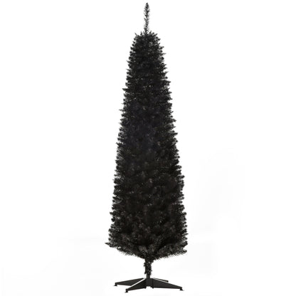 6 Pencil Christmas Tree, Slim Artificial Xmas Tree with Realistic Branches, Sturdy Metal Stand, Black Pencil Christmas Trees   at Gallery Canada