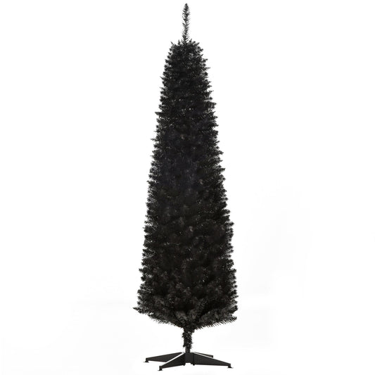 6 Pencil Christmas Tree, Slim Artificial Xmas Tree with Realistic Branches, Sturdy Metal Stand, Black Pencil Christmas Trees Black  at Gallery Canada