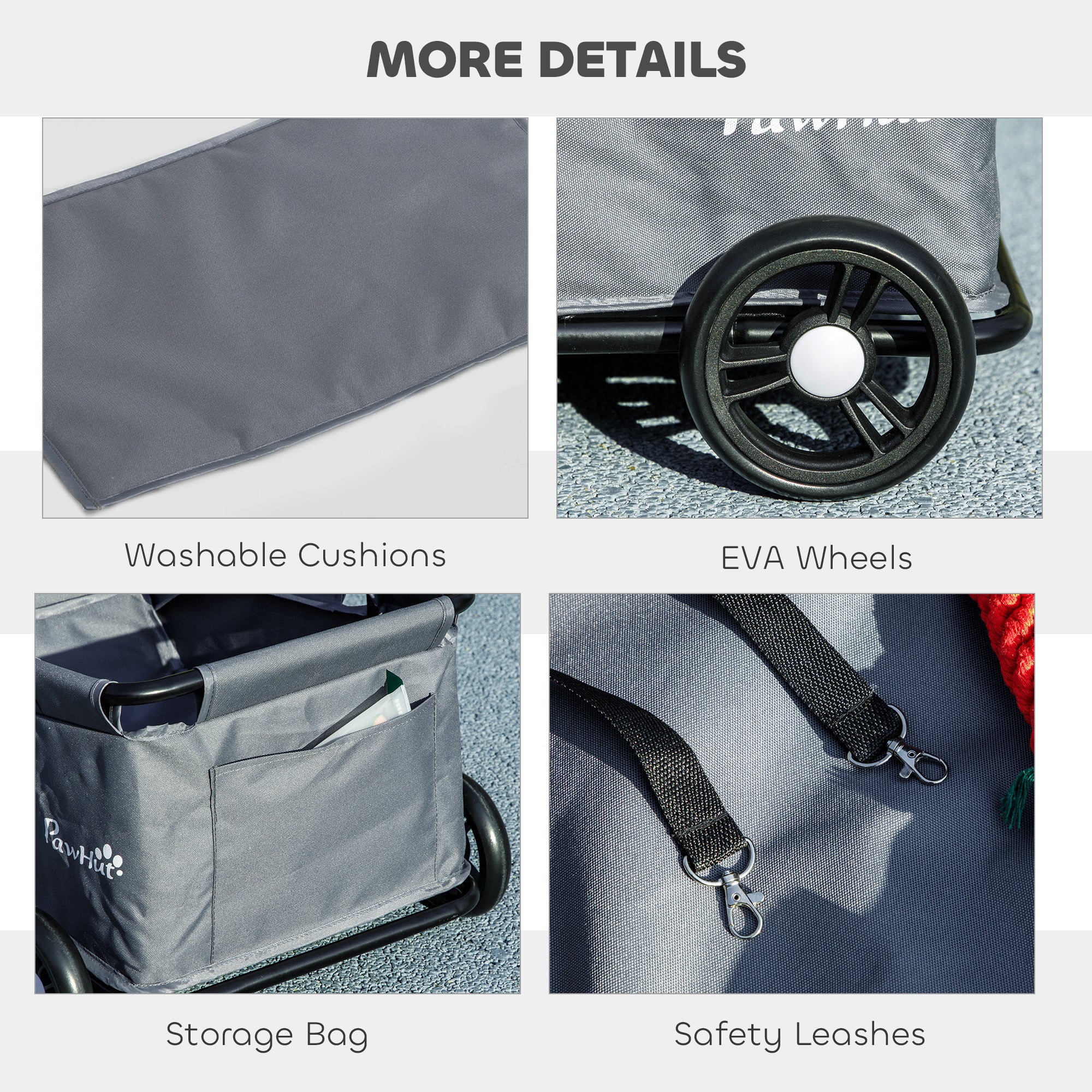 4 Wheels Folding Lightweight Pet Stroller with Universal Handle Rod, Storage Bag, Washable Cushion for Miniature Dogs Dog Bike Trailers & Strollers at Gallery Canada