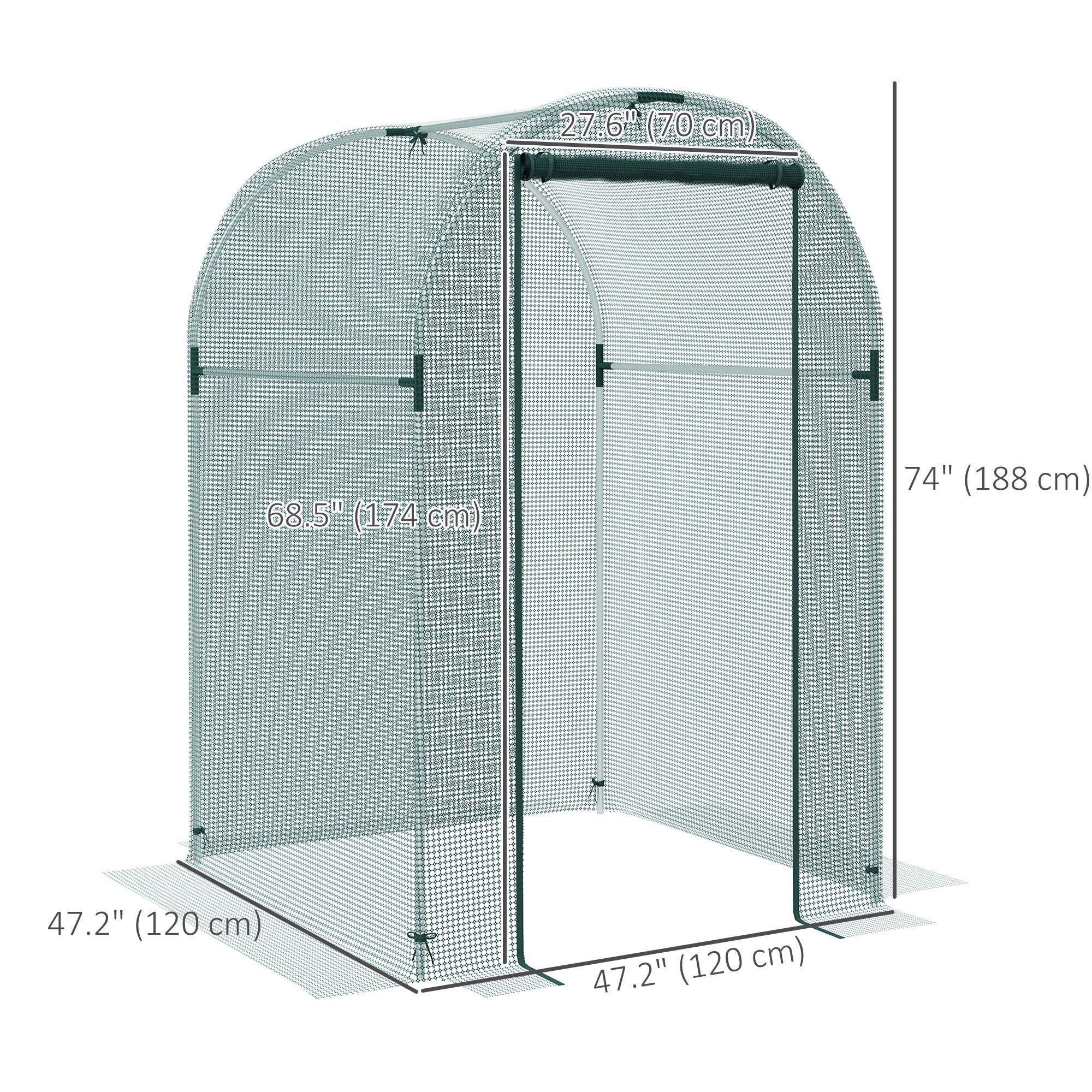 Galvanized Steel Crop Cage, Plant Protection Tent with Zippered Door, 4' x 4', Green Walk In Greenhouses at Gallery Canada