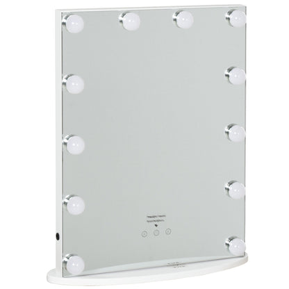 Hollywood Lighted Makeup Mirror with 12 Dimmable LED Bulbs, 3 Lighting Modes, Touch Control, White Wall Mirrors White  at Gallery Canada