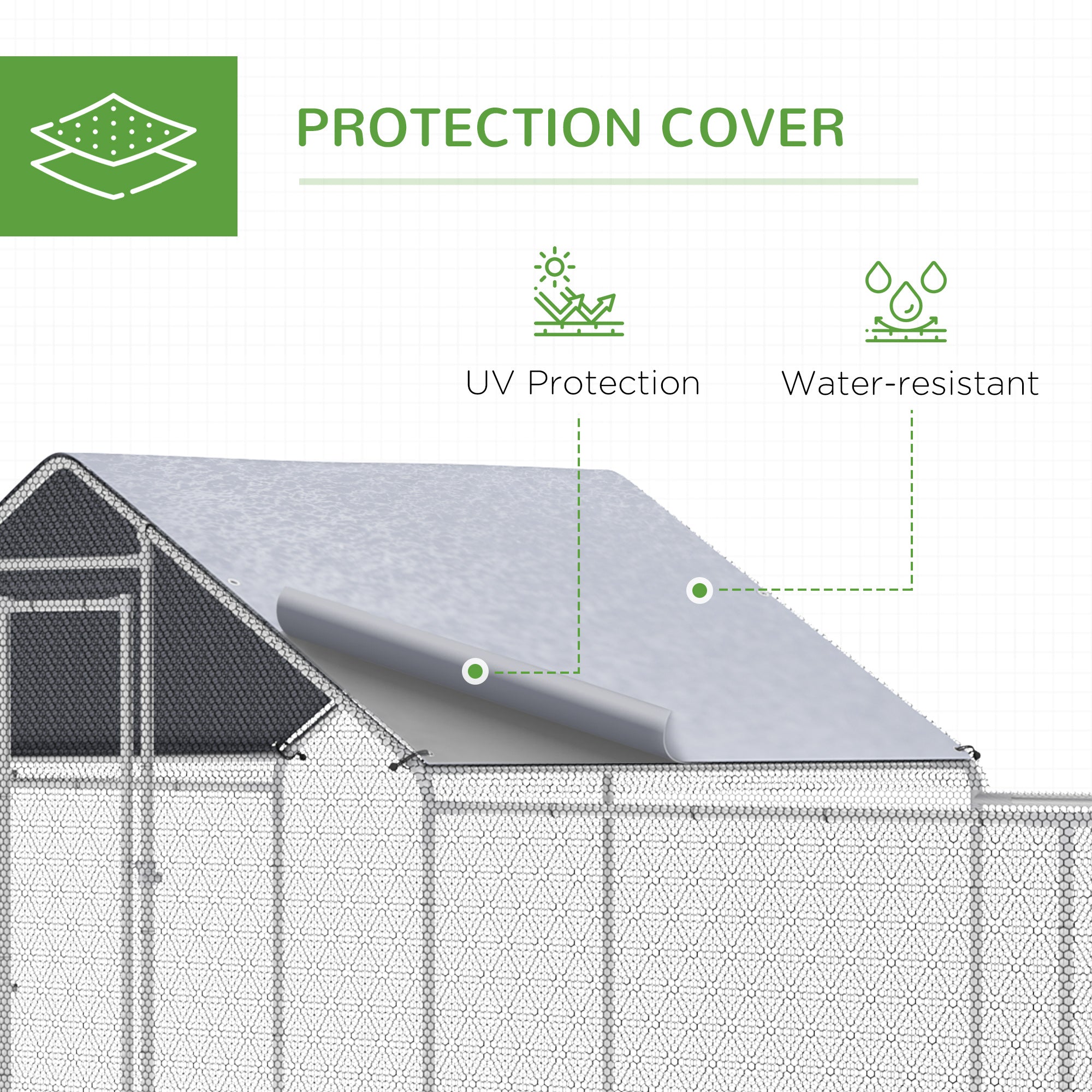 Chicken Run, 23' x 6.6' Metal Chicken Coop with Waterproof and Anti-UV Cover, Spire Roof, Door, for 12-14 Chickens, Ducks, Rabbits, Sliver Chicken Coops at Gallery Canada