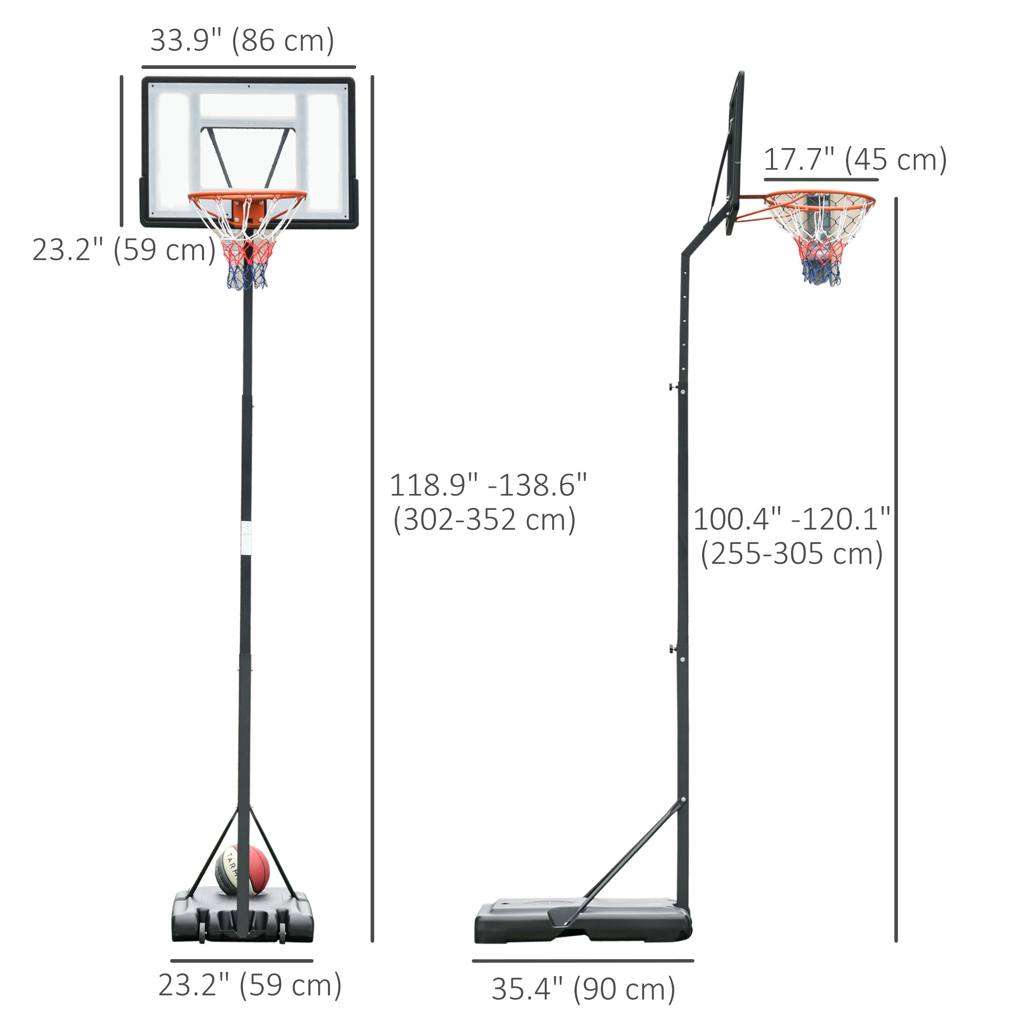 Portable Basketball Hoop Stand with Wheels, Height Adjustable 8FT-10FT for Outdoor Use, Black Basketball   at Gallery Canada