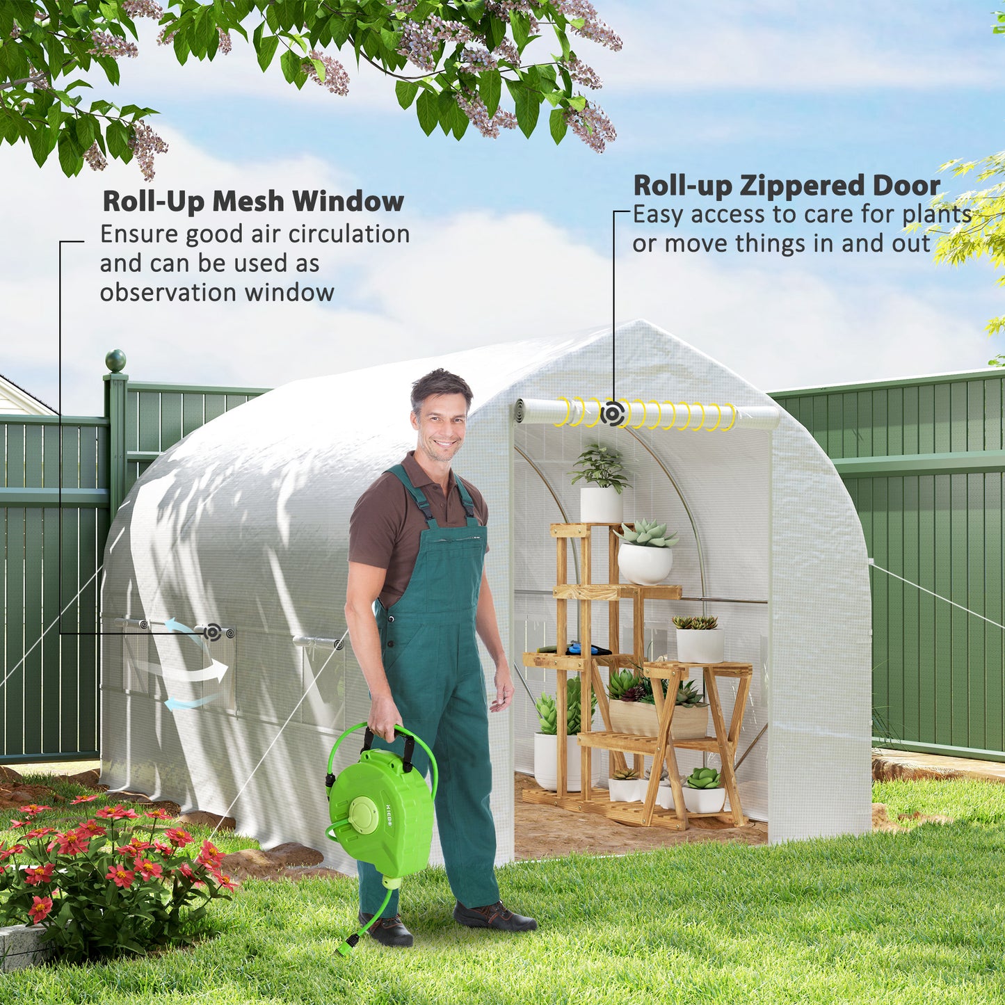 11.5' x 6.6' x 6.6' Portable Walk-In Tunnel Greenhouse Garden Warm House - White Tunnel Greenhouses at Gallery Canada