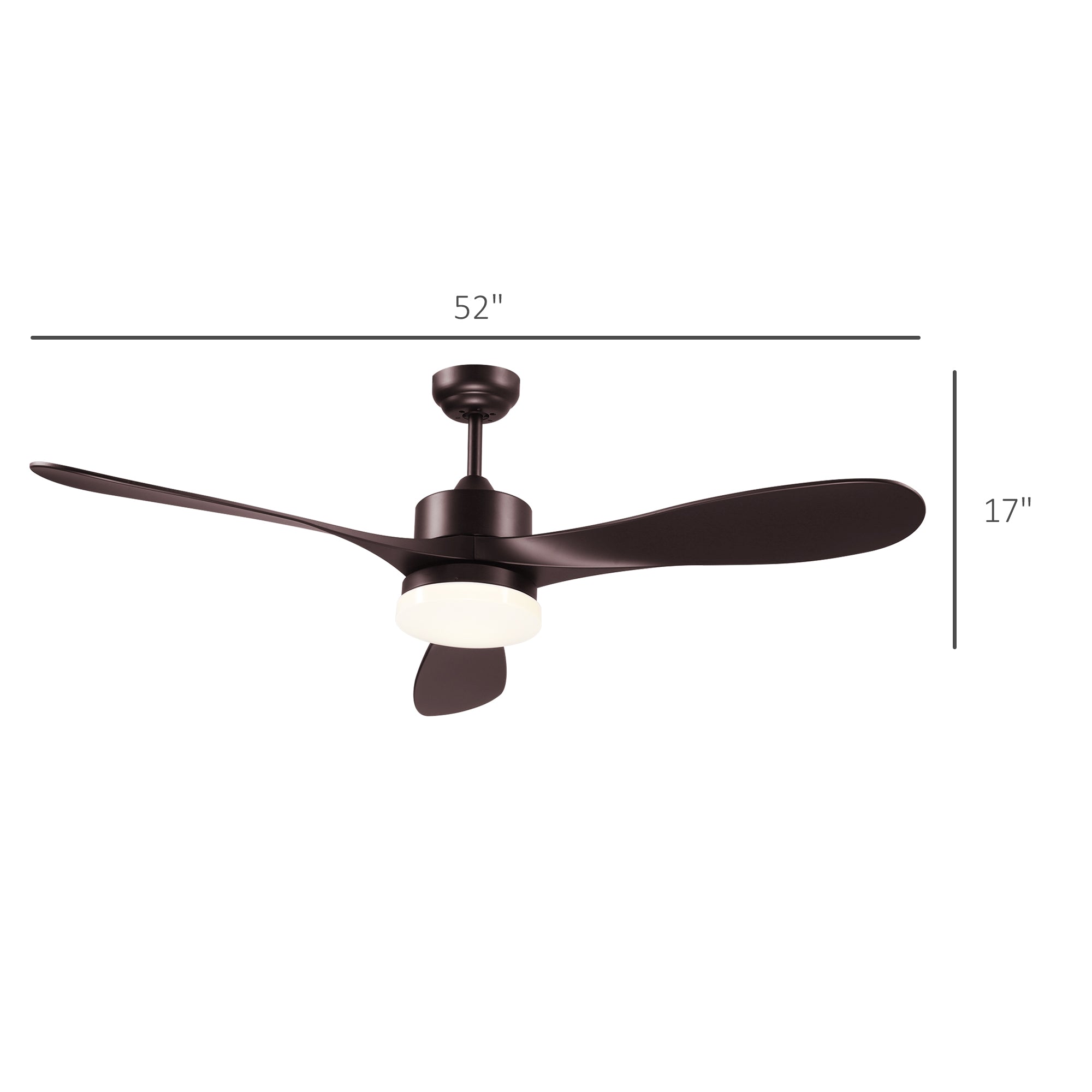 Reversible Indoor Ceiling Fan with Light, Modern Mount LED Lighting Fan with Remote Controller, for Bedroom, Living Room, Brown Floor Lamps & Ceiling Fan Lights   at Gallery Canada