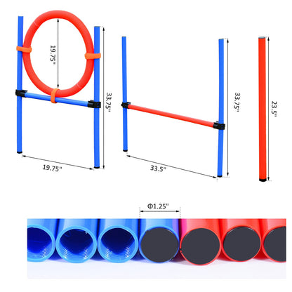 Dog Pet Agility Training Kit High Jump Weave Pole Ring Obedience Training Set Adjustable Equipment Portable Dog Agility Training Equipment   at Gallery Canada