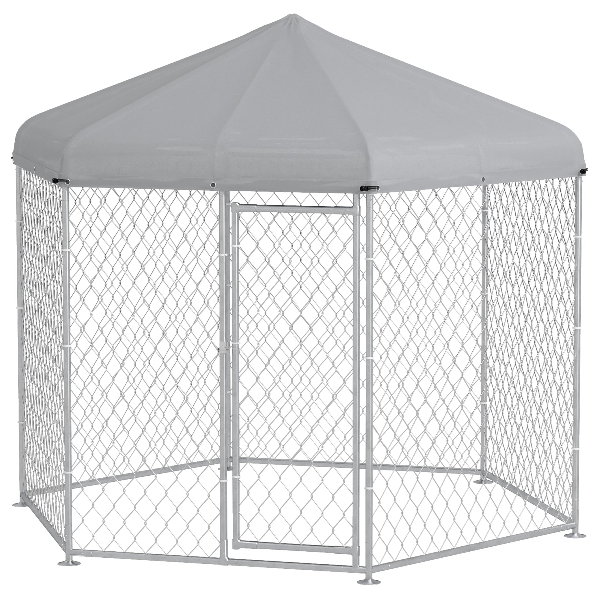 9.2' x 8' x 7.7' Outdoor Dog Kennel Dog Run with Waterproof, UV Resistant Cover for Medium Large Sized Dogs, Silver Houses, Kennels & Pens Multi Colour  at Gallery Canada