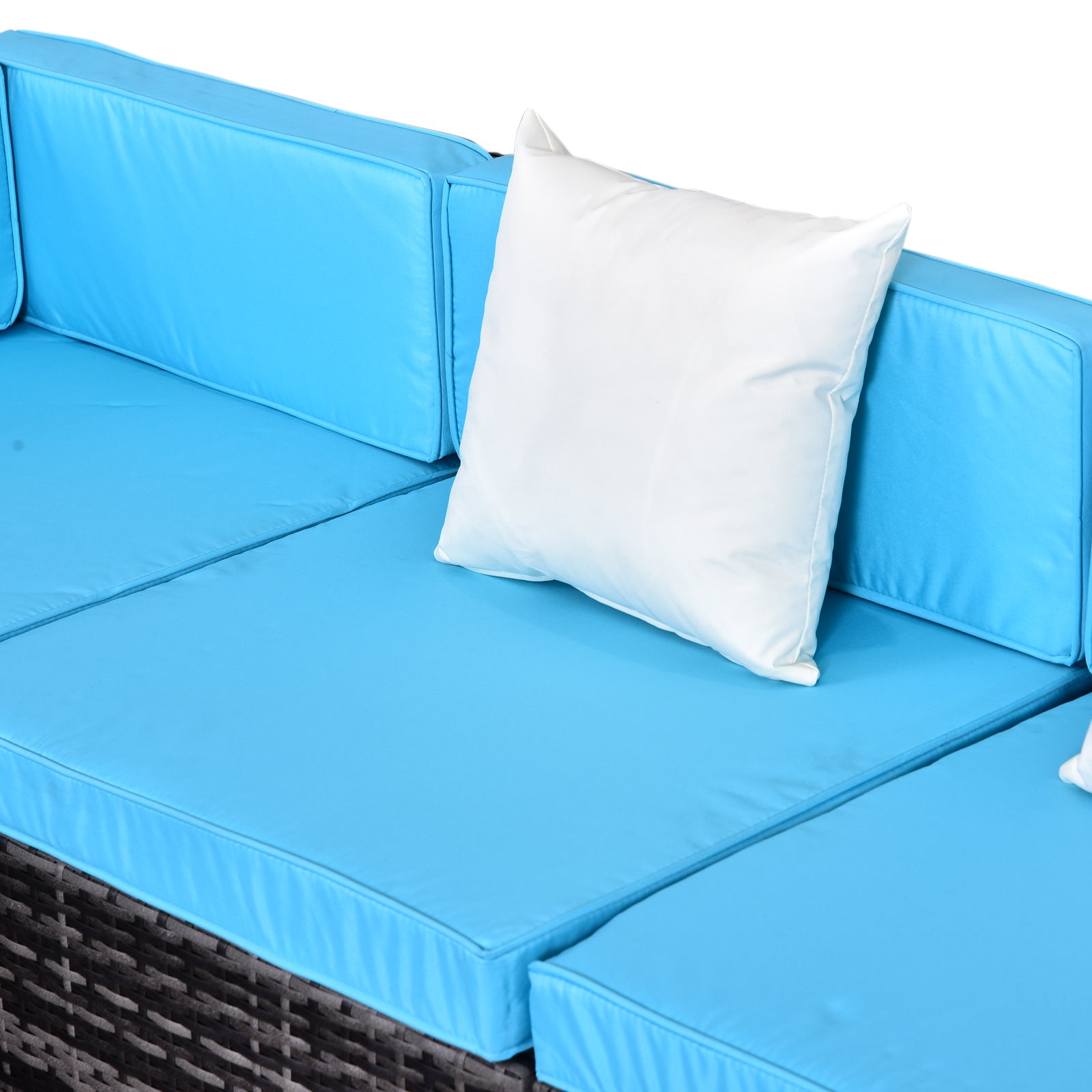 7 Pieces Outdoor Rattan Furniture Set, Patio Wicker Sectional Conversation Sofa Set w/ Cushions &; Coffee Table Patio Furniture Sets at Gallery Canada