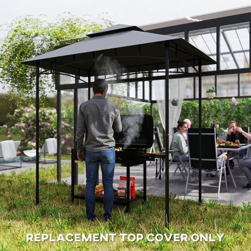 BBQ Gazebo Canopy Replacement Roof, 5' x 8' Grill Gazebo Roof with UPF50+ Double Tiered Top Cover, Dark Grey