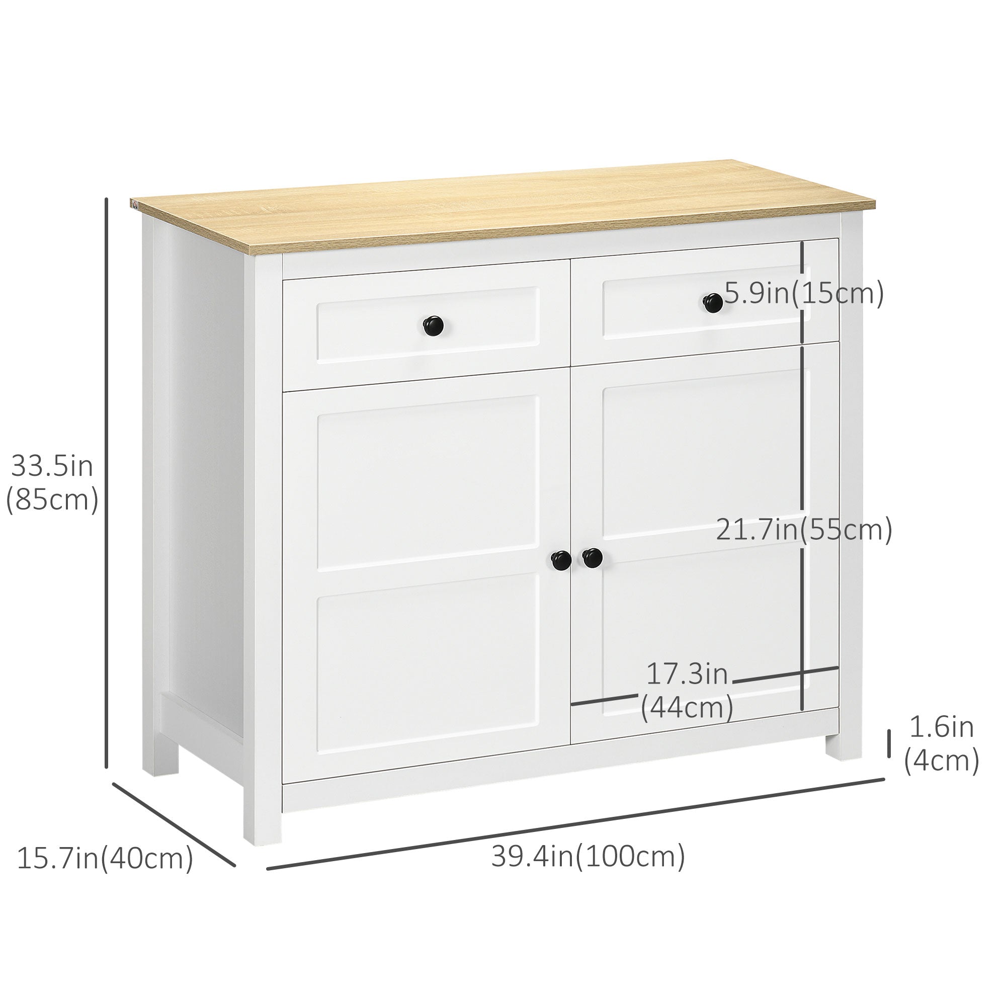 Sideboard, Modern Kitchen Storage Cabinet with Drawers and Adjustable Shelf, for Living Room and Entryway, White Storage Cabinets   at Gallery Canada