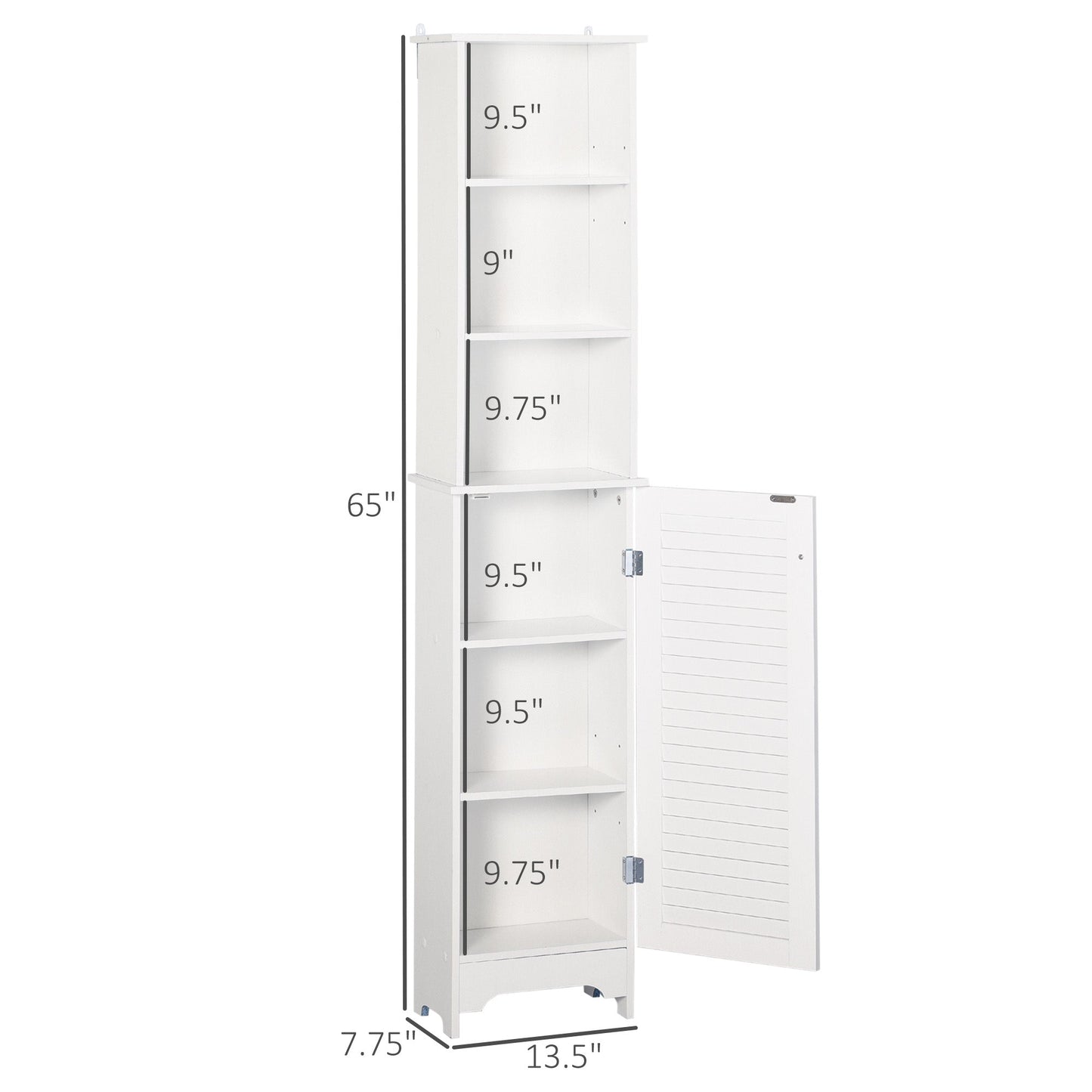 Tall Bathroom Storage Cabinet, Freestanding Linen Tower with 3-Tier Open Adjustable Shelf and Cupboard, White Bathroom Cabinets   at Gallery Canada