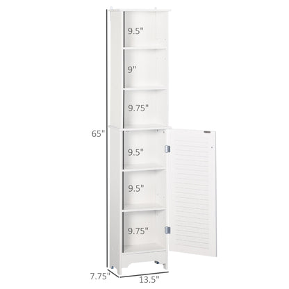 Tall Bathroom Storage Cabinet, Freestanding Linen Tower with 3-Tier Open Adjustable Shelf and Cupboard, White Bathroom Cabinets   at Gallery Canada