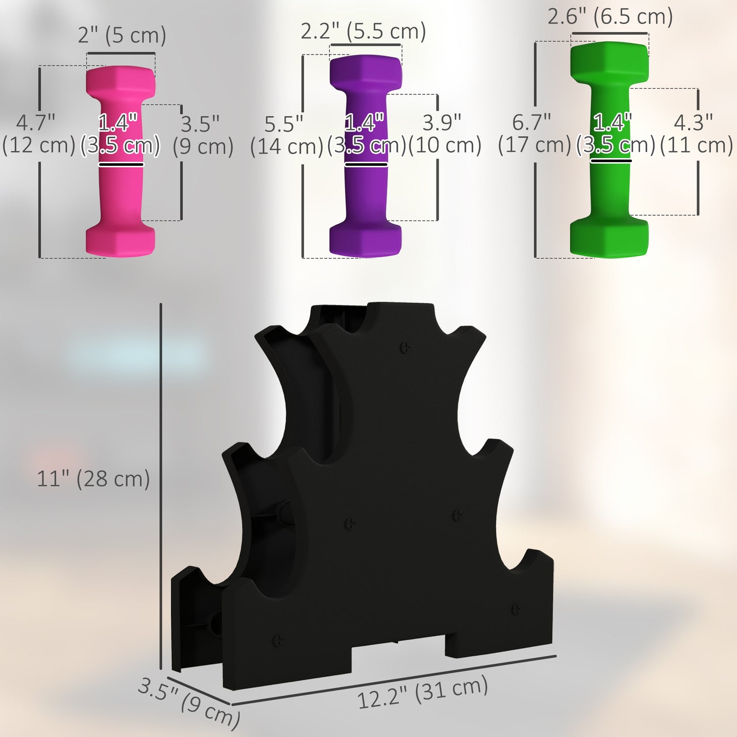 2 x 2 lbs., 2 x 3 lbs., 2 x 5 lbs. Dumbbells Set with Dumbbell Rack, Hand Weights for Home Gym Training Dumbbells & Barbells   at Gallery Canada