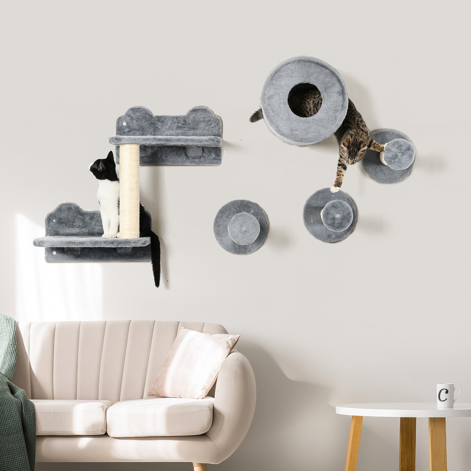 Pet Wall-mounted Climbing Shelf Set, Grey Cat Climbing Wall at Gallery Canada