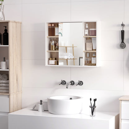 Wall-Mounted Bathroom Medicine Cabinet with Mirror, Over Toilet Bathroom Vanity Cabinet White &; Oak Mirror Medicine Cabinets   at Gallery Canada