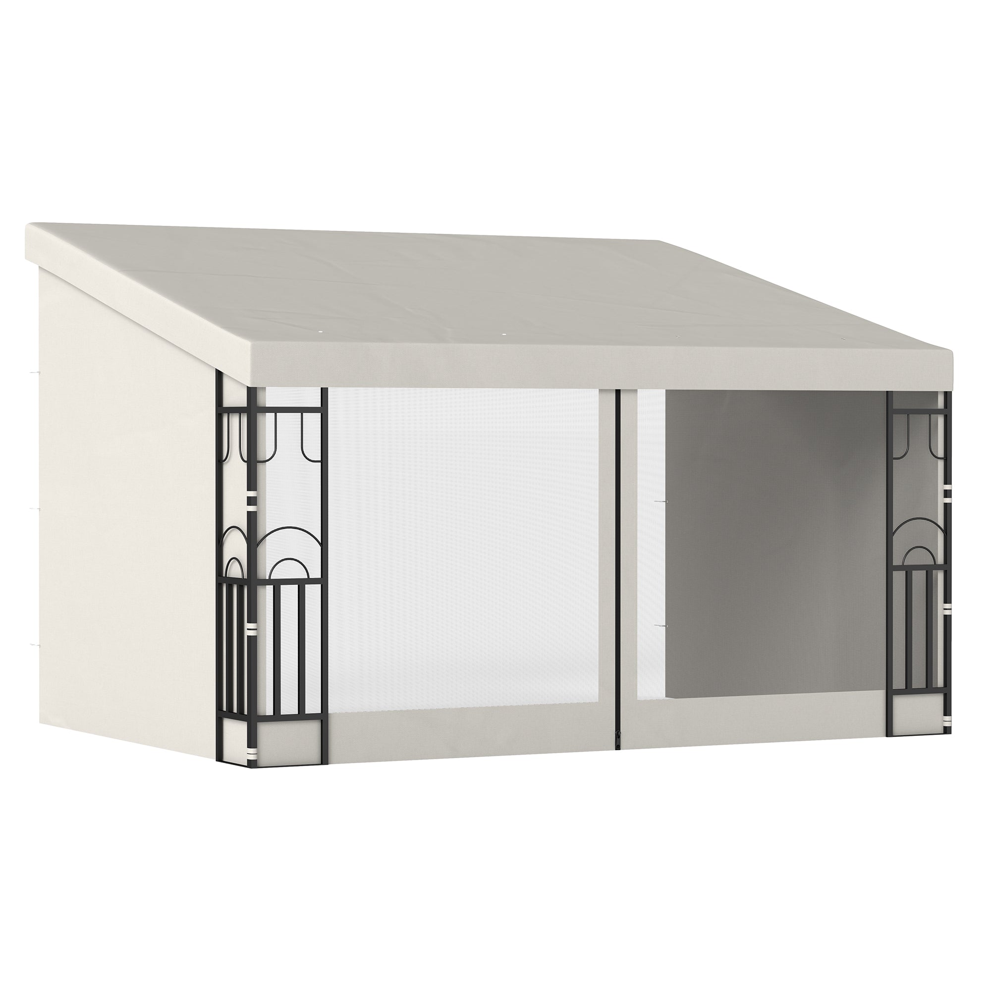 10' x 13' Wall Pergola, Outdoor Gazebo with 2 Curtains and 2 Nettings, UV Resistant, for Patio, Deck, Beige Pergolas at Gallery Canada