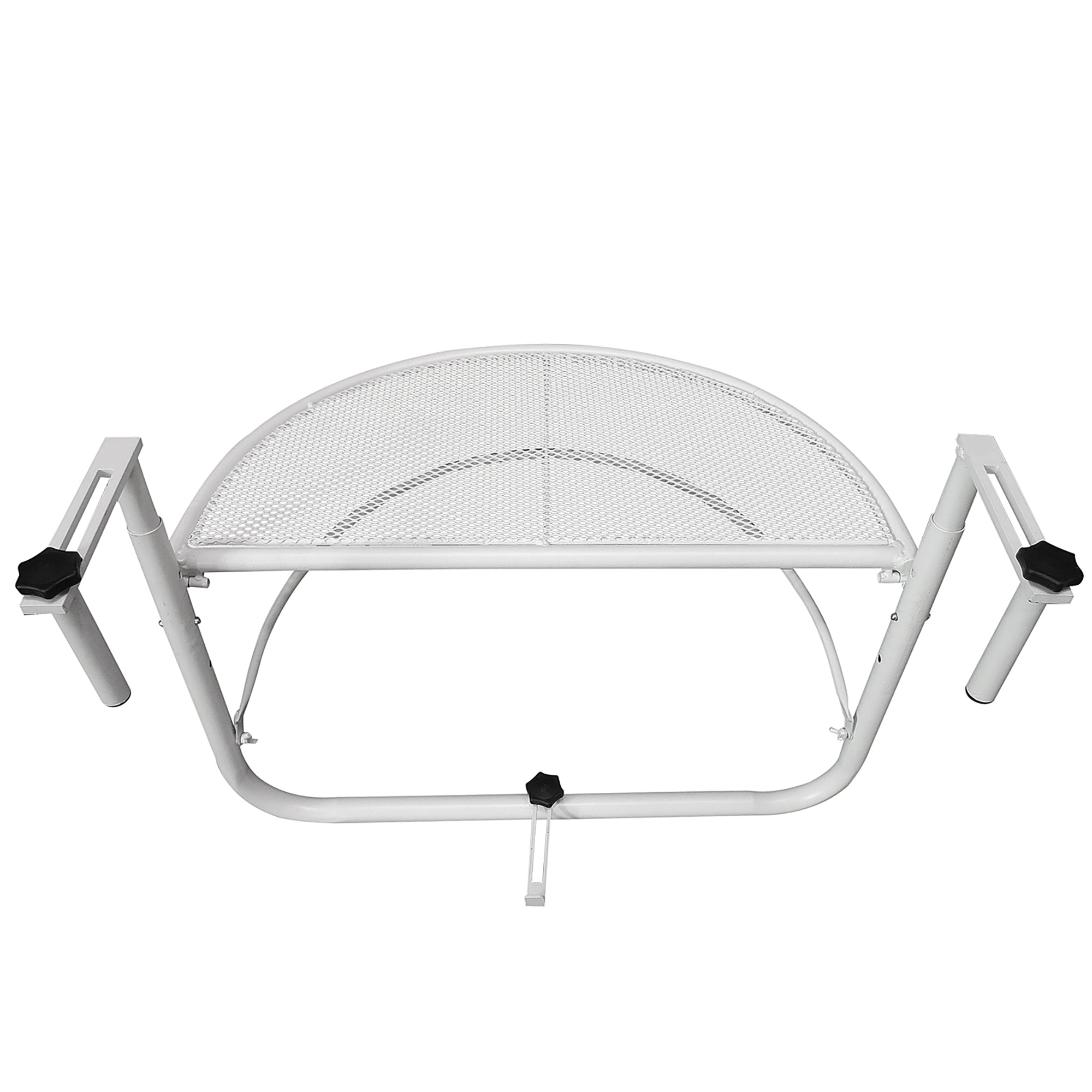 Adjustable Balcony Hanging Railing Table, Metal Mounting Mini Wall Desk Storage Rack, Outdoor Flower Stand Serving Table Half Round, White Balcony Table Hanging at Gallery Canada