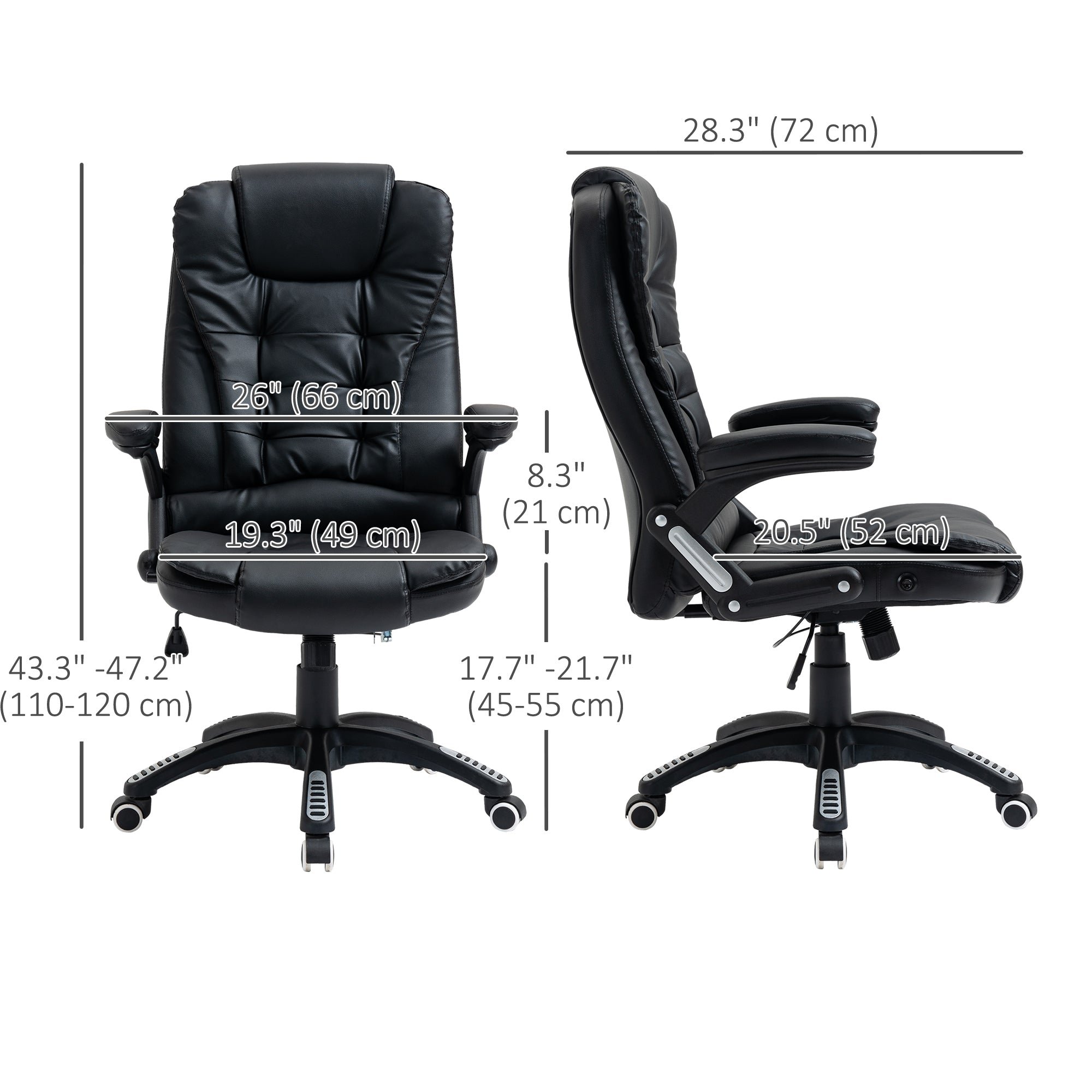 Executive Chair PU Leather Recliner Office Chair, with Swivel Wheels, Arm, Adjustable Height, High Back, Black Executive & Manager Chairs at Gallery Canada