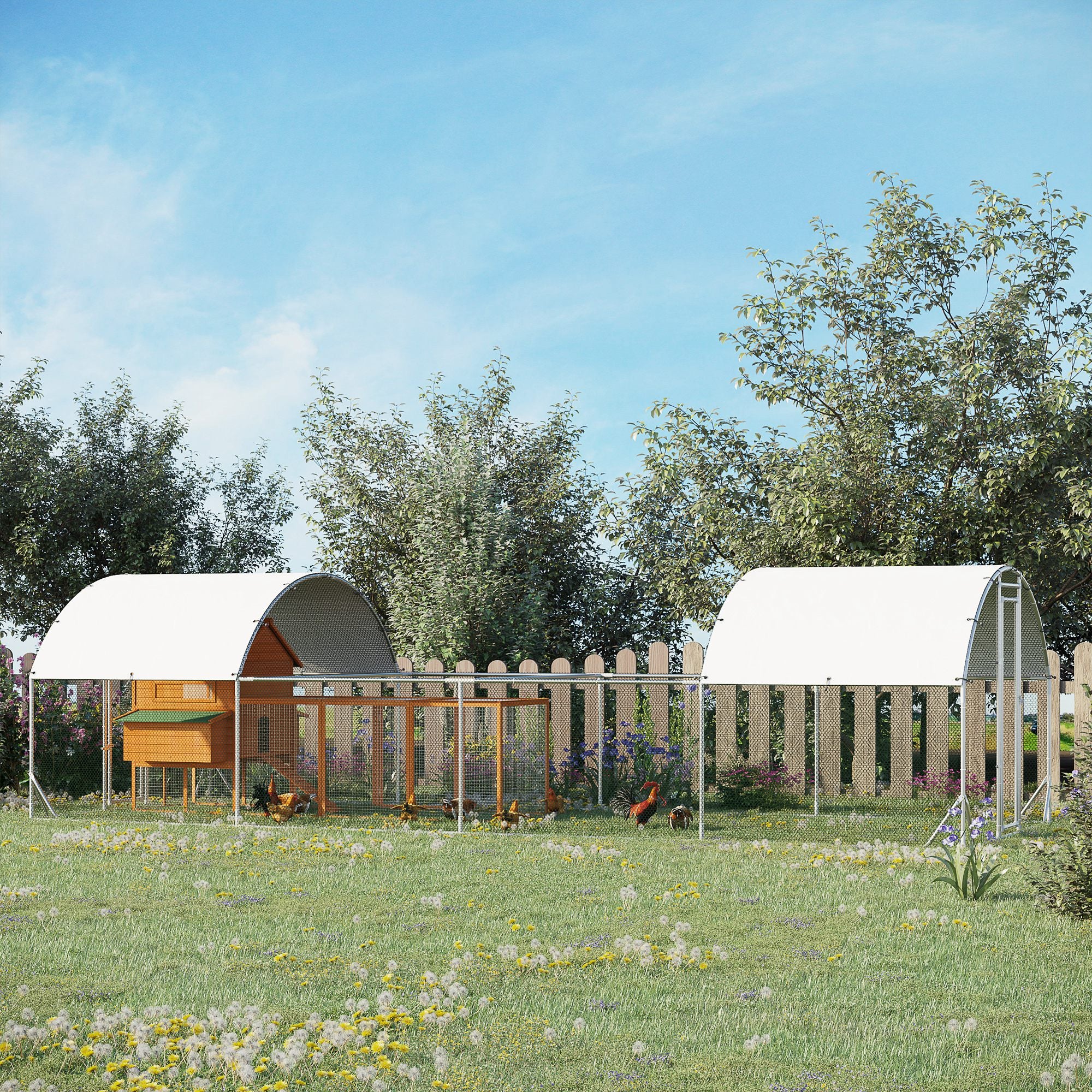 24.9' x 9.2' Metal Chicken Run with Waterproof and Anti-UV Cover Chicken Coops at Gallery Canada