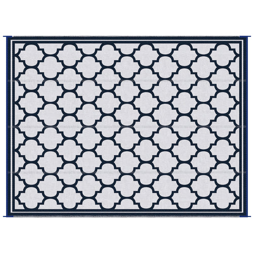 9'x12' Reversible Outdoor RV Rug, Patio Floor Mat, Plastic Straw Rug for Backyard, Deck, Beach, Camping, Dark Blue