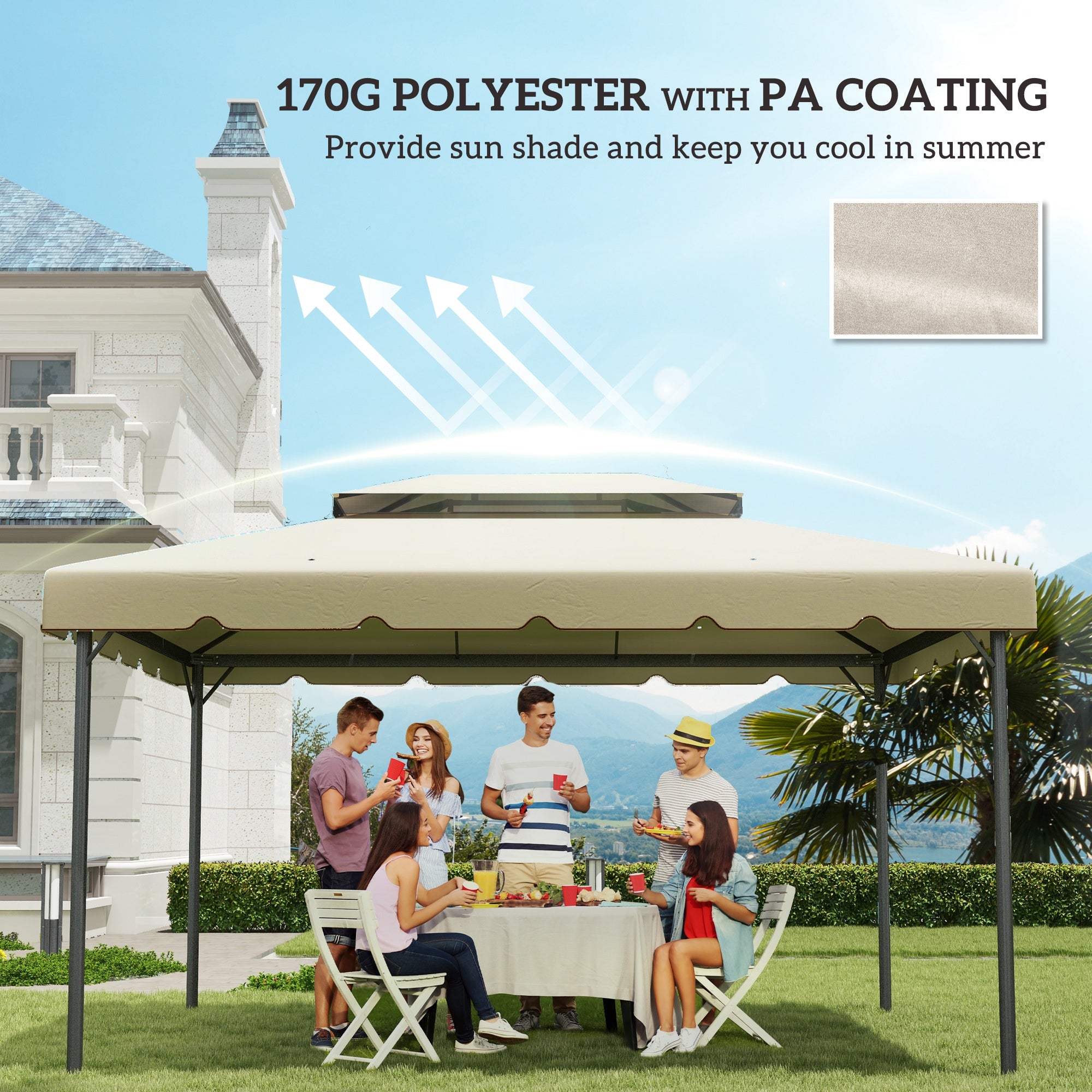 13.1' x 9.8' Gazebo Replacement Canopy, Gazebo Top Cover with Double Vented Roof for Garden Patio(TOP ONLY), Beige Gazebo Canopy Replacement at Gallery Canada