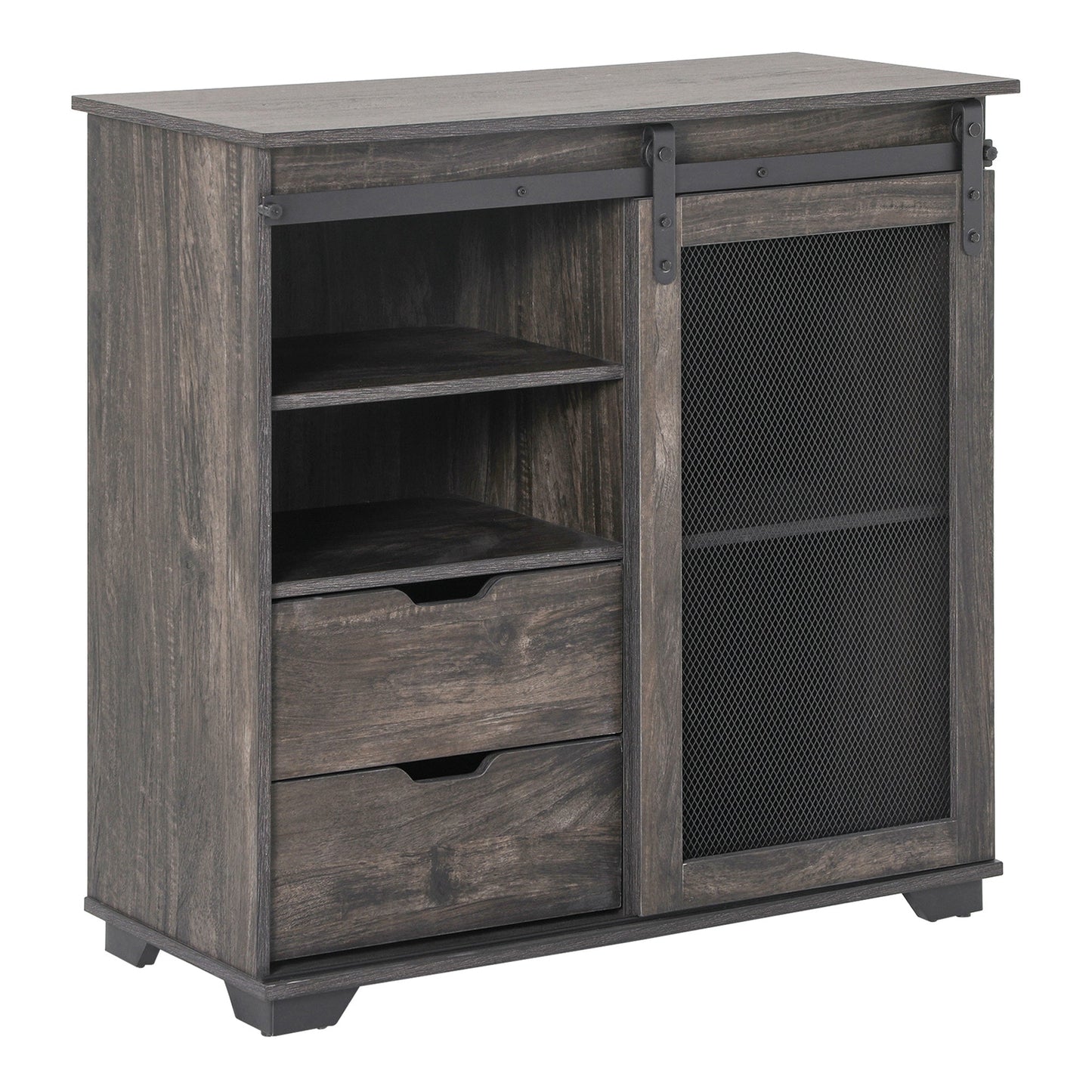 Farmhouse Sideboard Buffet Cabinet with Sliding Door, Drawers, Shelves, Dark Brown Storage Cabinets Multi Colour  at Gallery Canada