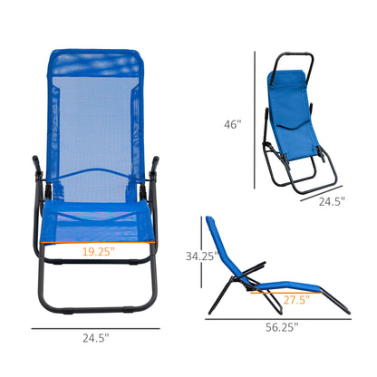 Zero Gravity Reclining Patio Lounge Chair with Footrests & Armrests, Blue Lounger Chairs   at Gallery Canada