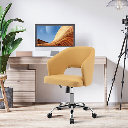 Upholstered Swivel Office Chair with Hollow Out Back, Yellow - Gallery Canada