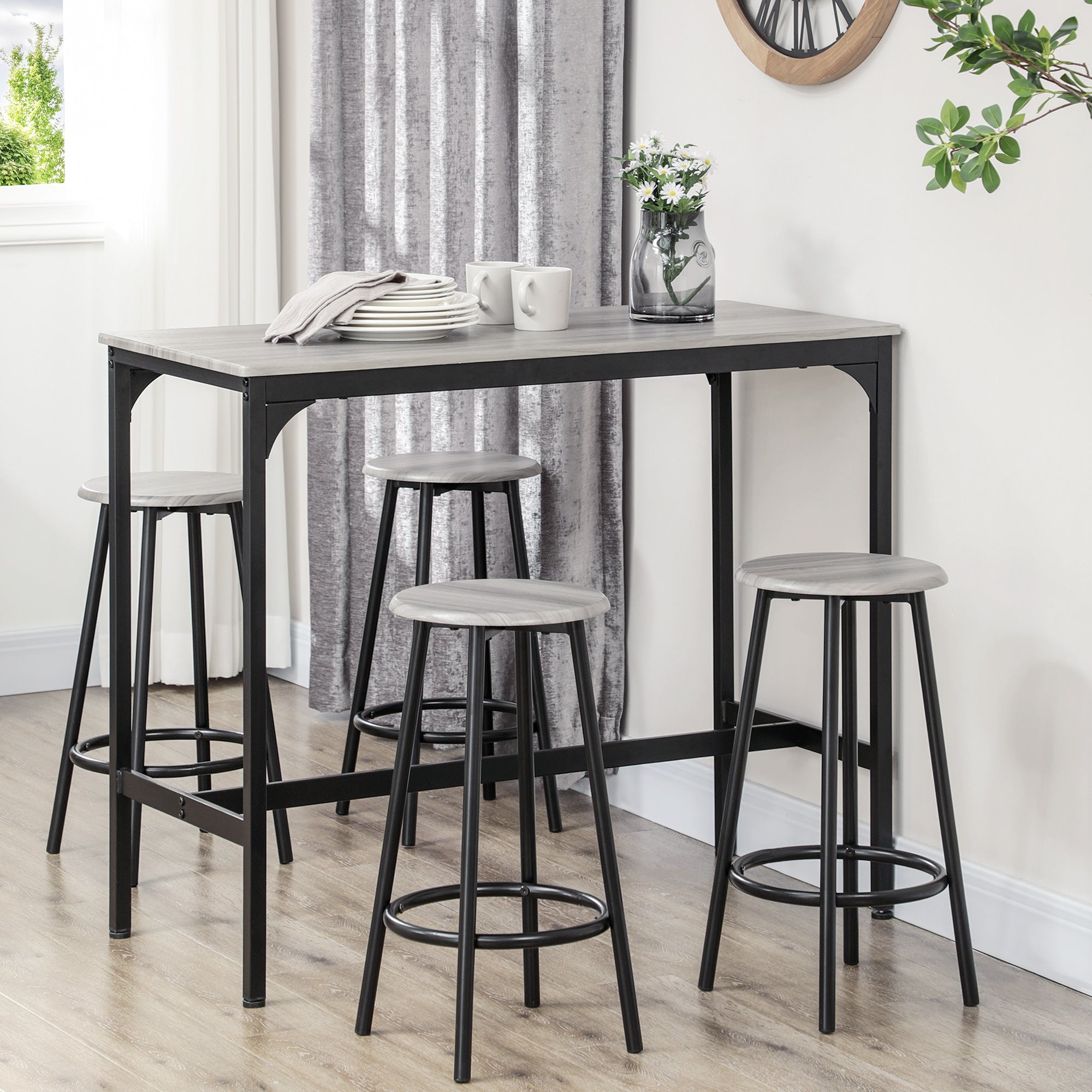 5-Piece Counter Height Bar Table and Chairs, Dining Table and Chairs Set for 4, Pub Table and Chairs Bar Sets   at Gallery Canada