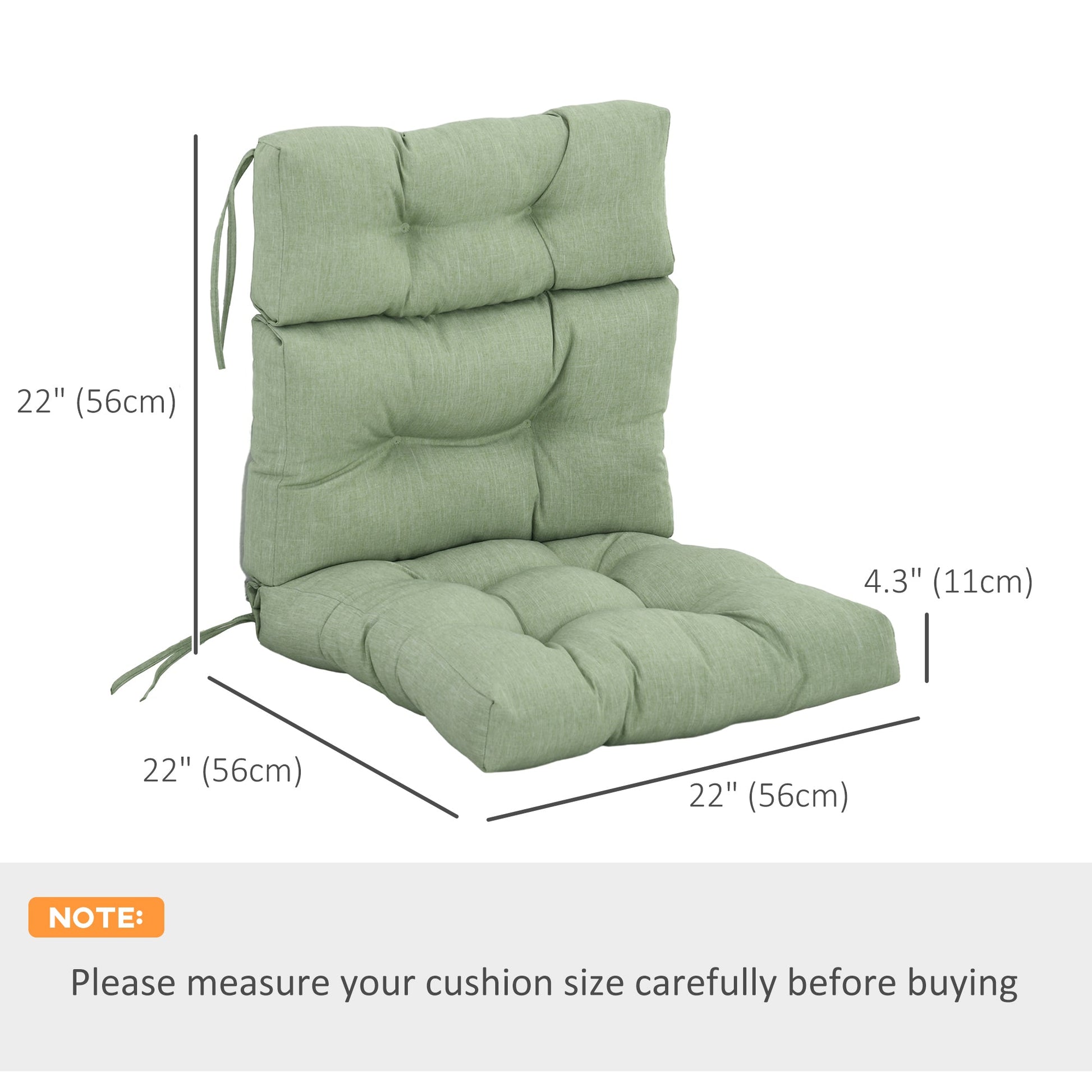 Outdoor Patio Chair Seat/Back Chair Cushion Replacement, Tufted Pillow with Thick Filling and String Ties, Light Green Patio Chair Cushions   at Gallery Canada