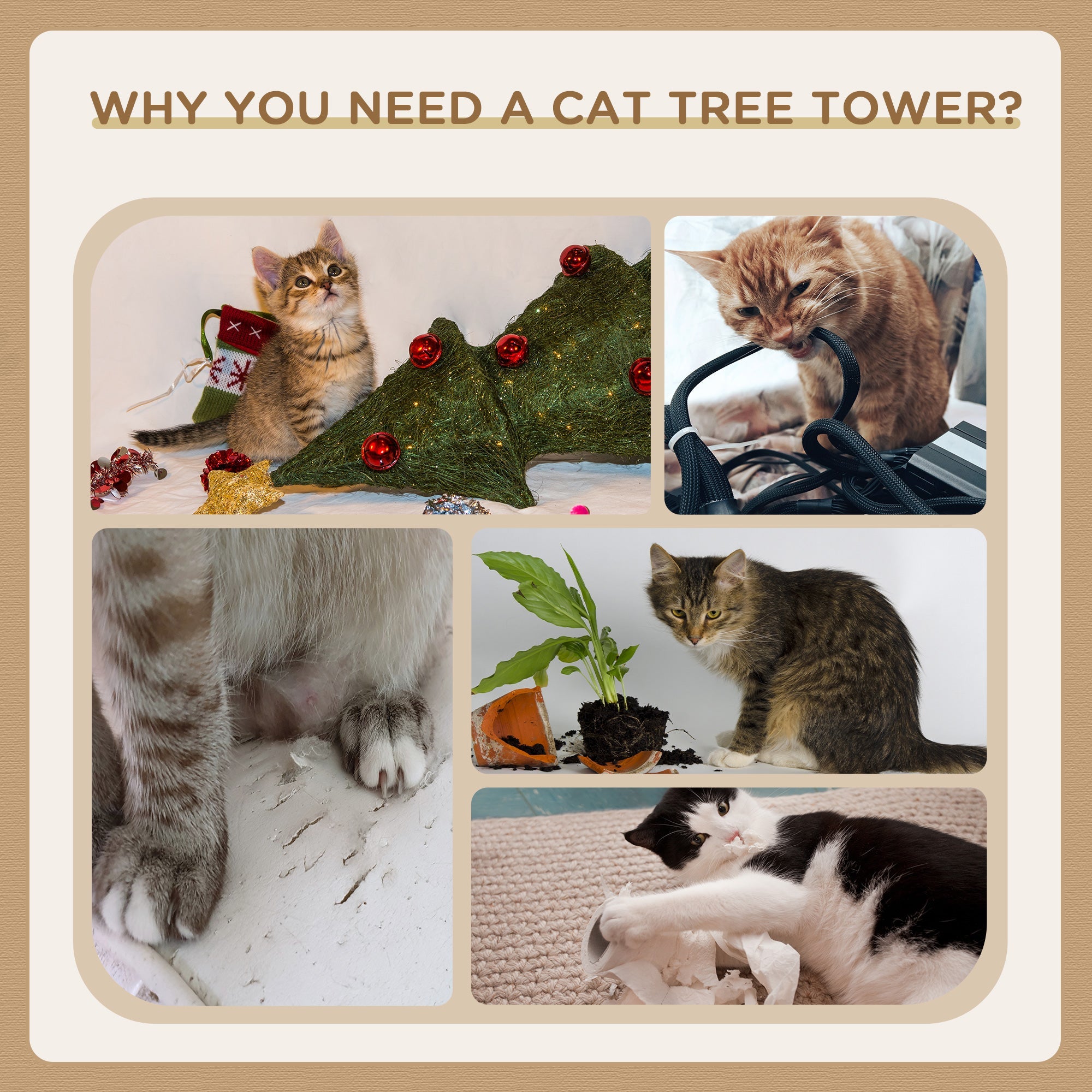 44Inch Scratching Cat Tree Multi Level Activity Center Kitty Condo Furniture Post Grey Floor to Ceiling Cat Trees   at Gallery Canada