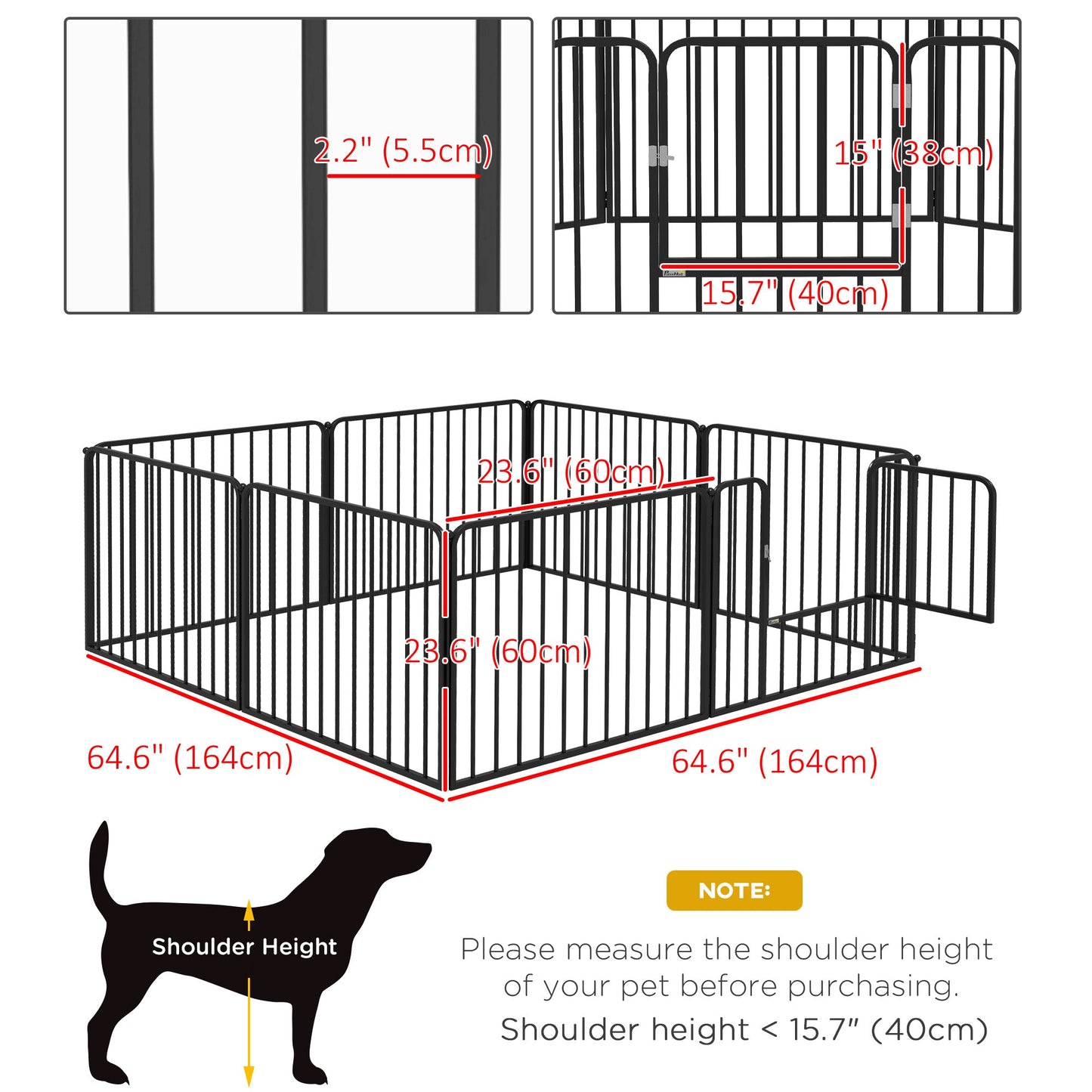 Dog Fence Outdoor 8 Panels 24" Height Indoor Steel Pet Exercise Pen DIY Design for Small Dogs Houses, Kennels & Pens   at Gallery Canada