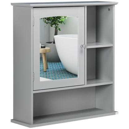 Wall-Mounted Medicine Cabinet, Bathroom Mirror Cabinet with Doors and Storage Shelves, Grey Mirror Medicine Cabinets Grey  at Gallery Canada