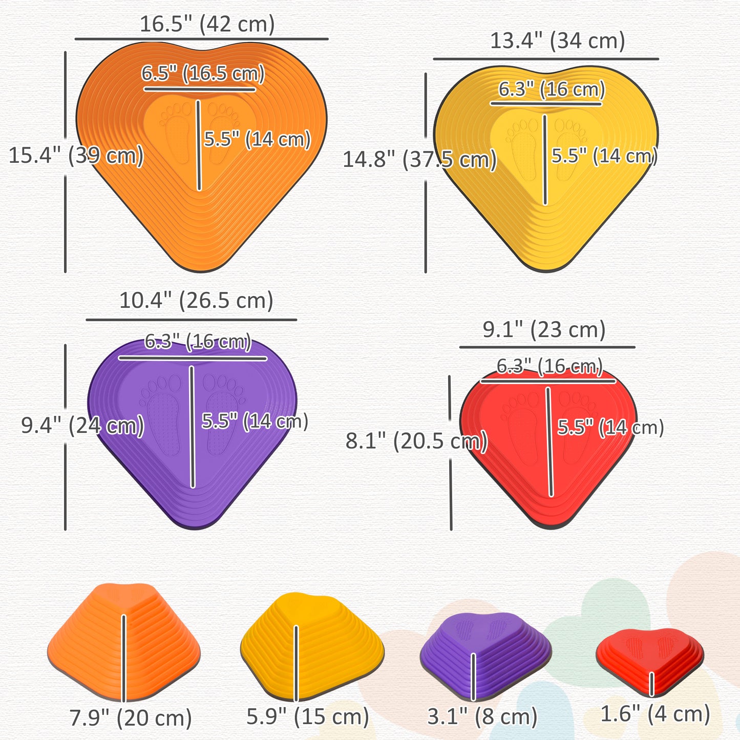 11PCs Non-Slip Stackable Kids Stepping Stones, Heart-Shaped Gym Sets & Swings at Gallery Canada