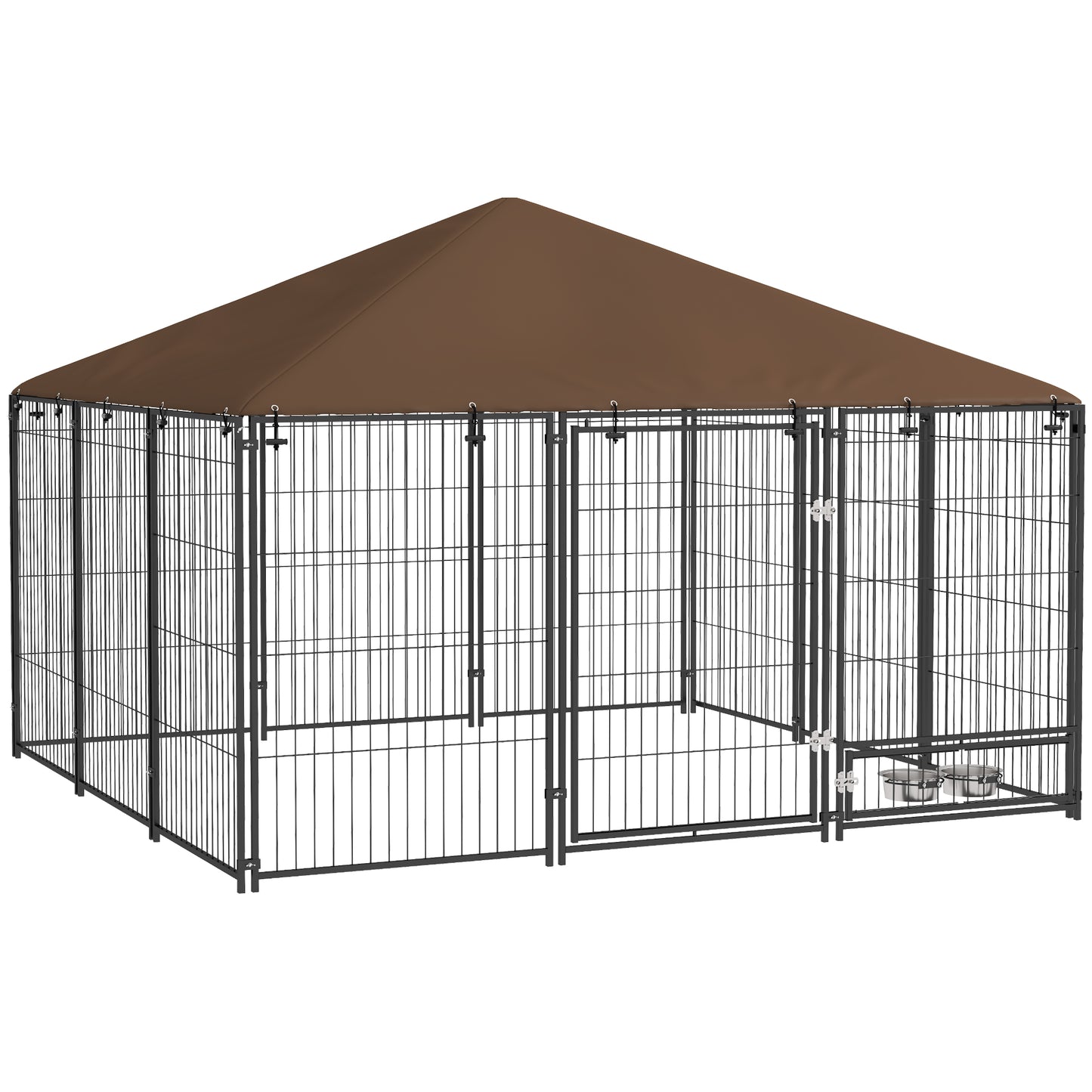 6.9' x 6.9' x 5' Outdoor Dog Kennel with Canopy, Rotating Bowls, Coffee Houses, Kennels & Pens   at Gallery Canada