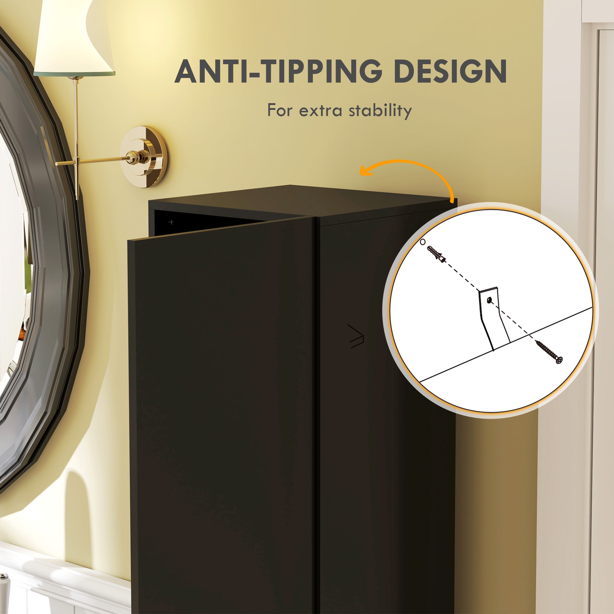 Tall Bathroom Cabinet, High Gloss Storage Cabinet with Doors and Adjustable Shelves, 11.8