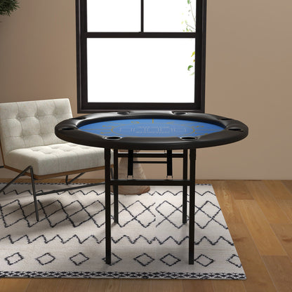 Foldable Poker Table Blackjack Texas Holdem Poker Game Table with Cup Holders, 47" Round, Black Game Tables   at Gallery Canada