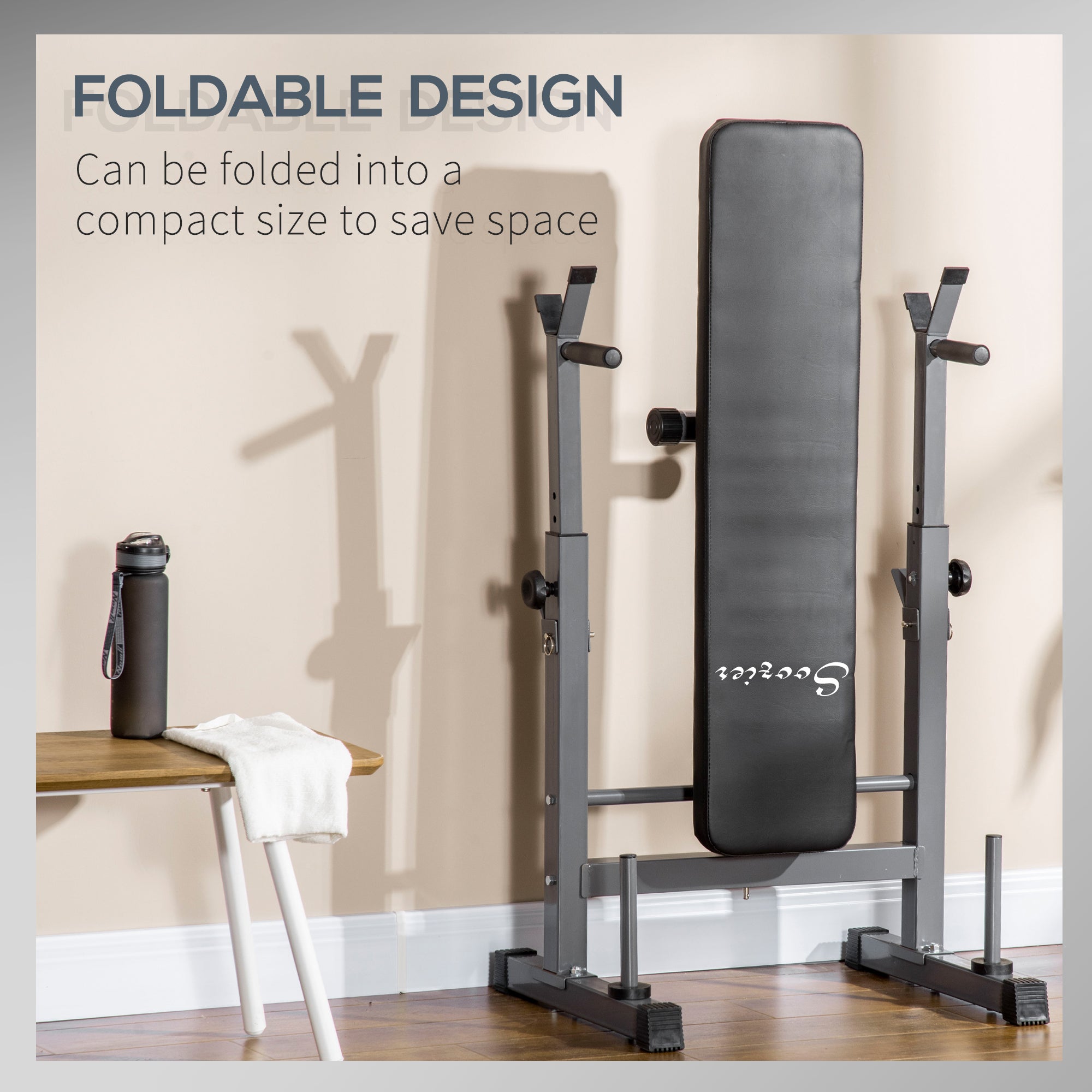 Adjustable Weight Bench, Foldable Bench Press with Barbell Rack and Dip Station for Home Gym, Strength Training Multiuse Workout Bench, Black and Grey Weight Benches at Gallery Canada